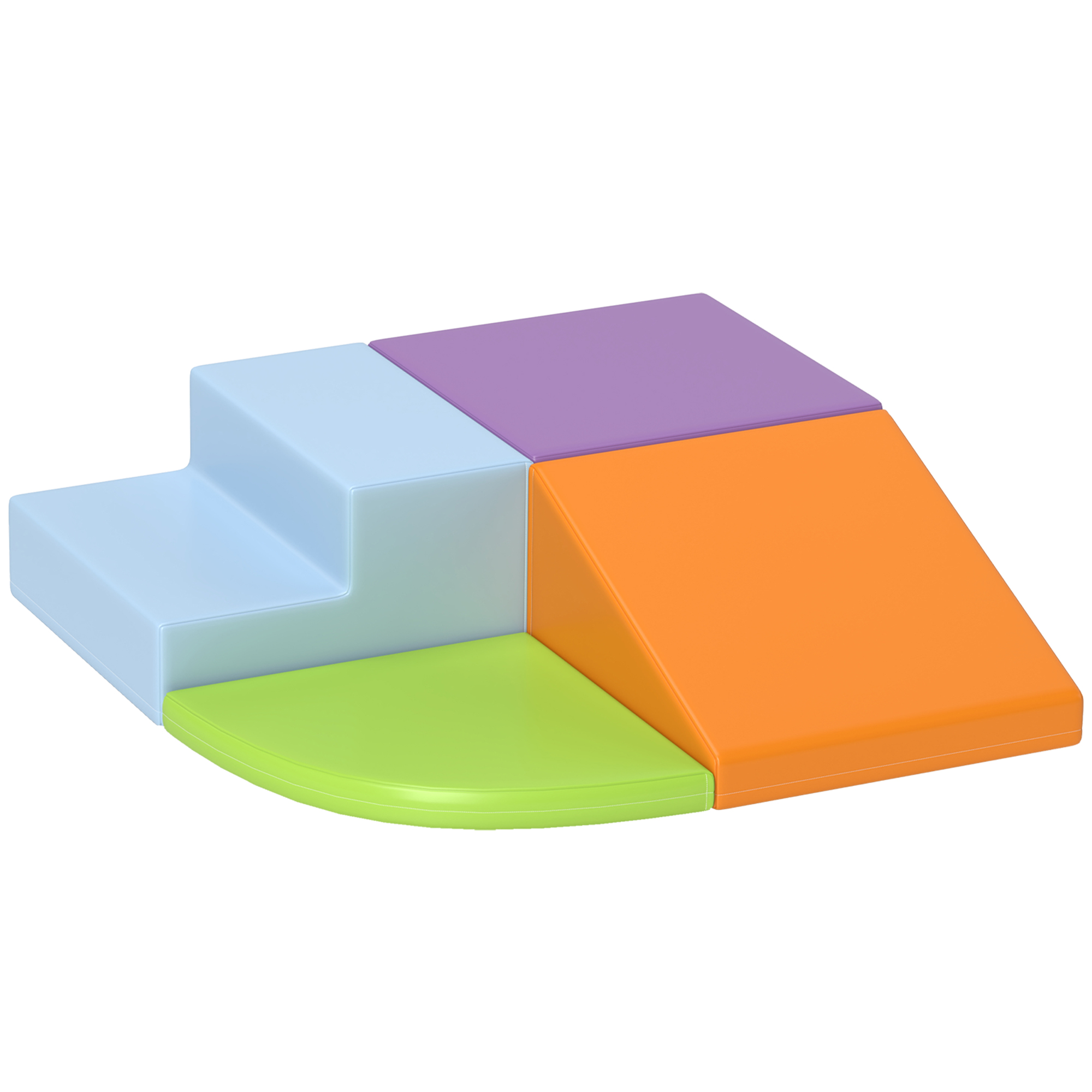 HOMCOM 4 bloques de construcción xL - módulos de motricidad - espuma EPE poliuretano, Verde Naranja violeta y Azul   Aosom España