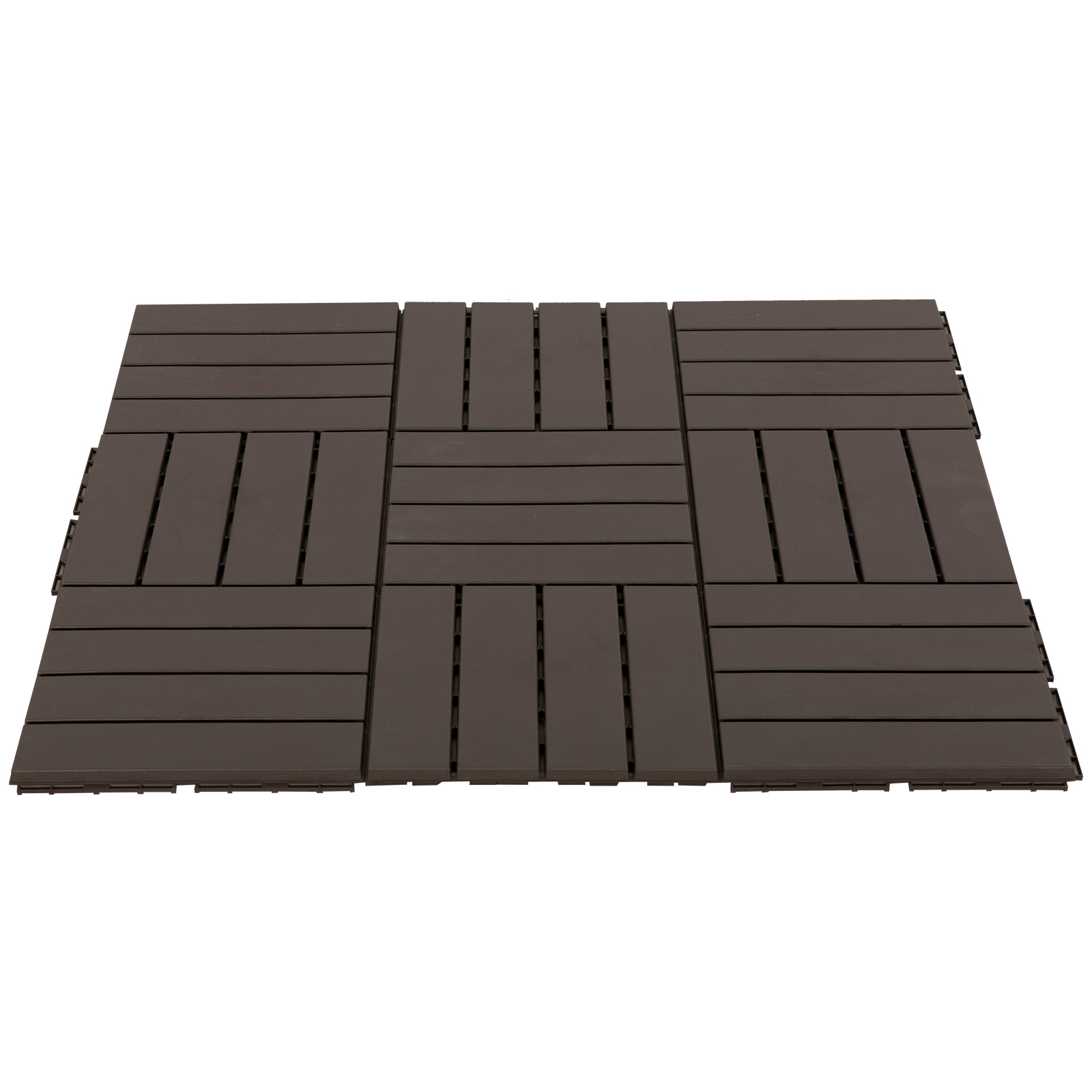 Outsunny 27 Terrassenfliesen Aus Holz – 30x30cm, Ineinandergreifend, 2,5m² Set, Anthrazitgrau Für Balkon & Garten