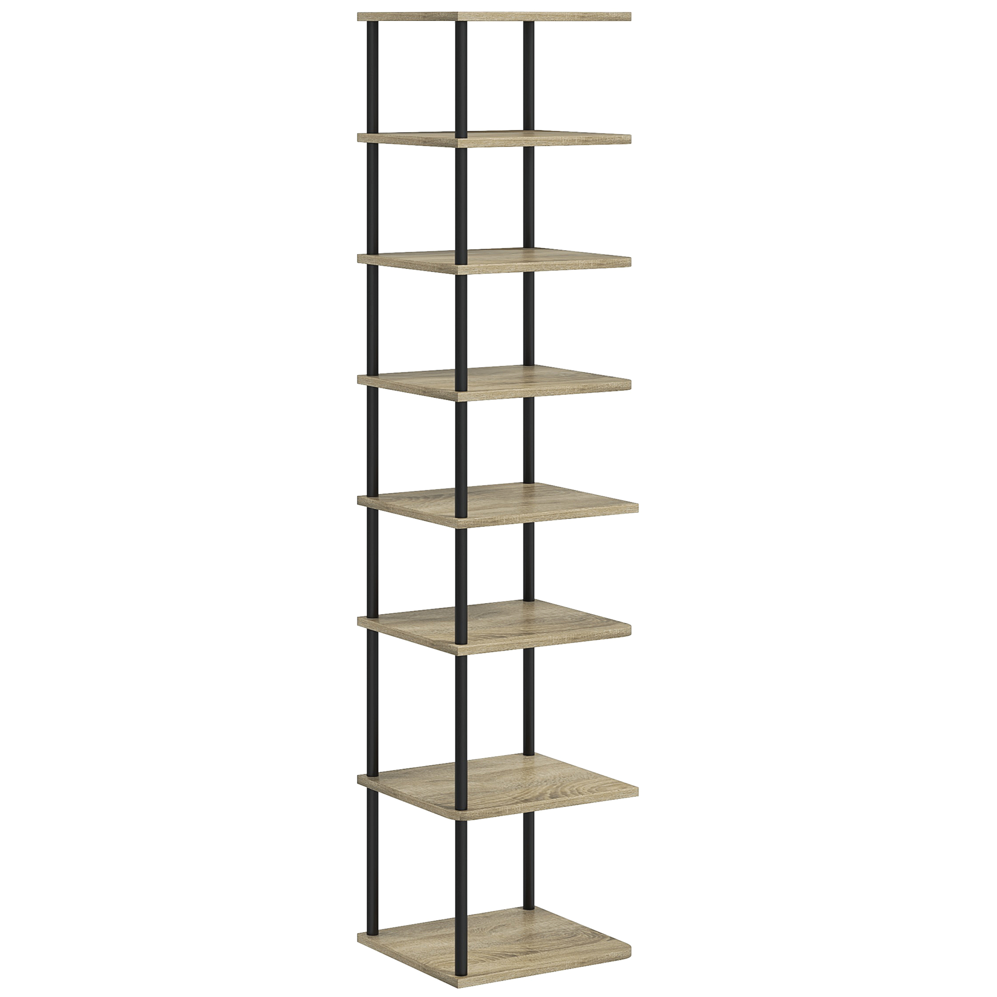 HOMCOM Zapatero Mueble para zapatos de 8 niveles Mueble de Almacenamiento con marco de metal - 28x26x125 cm   Aosom España