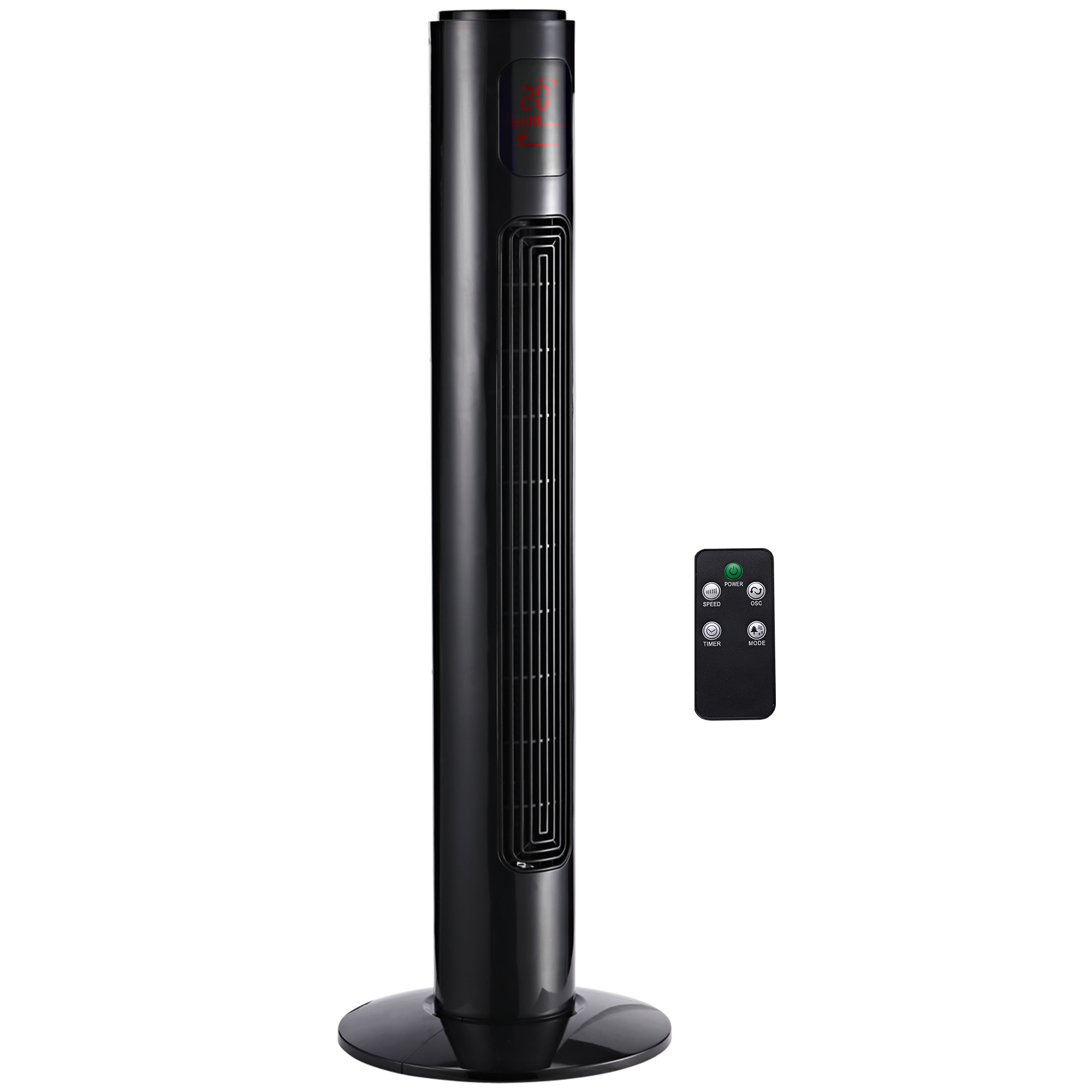 HOMCOM Ventilador de Columna con Función Oscilante 45 W Silencioso con Control Remoto Temporizador Pantalla LCD 3 Modos 3 Velocidades | Aosom España
