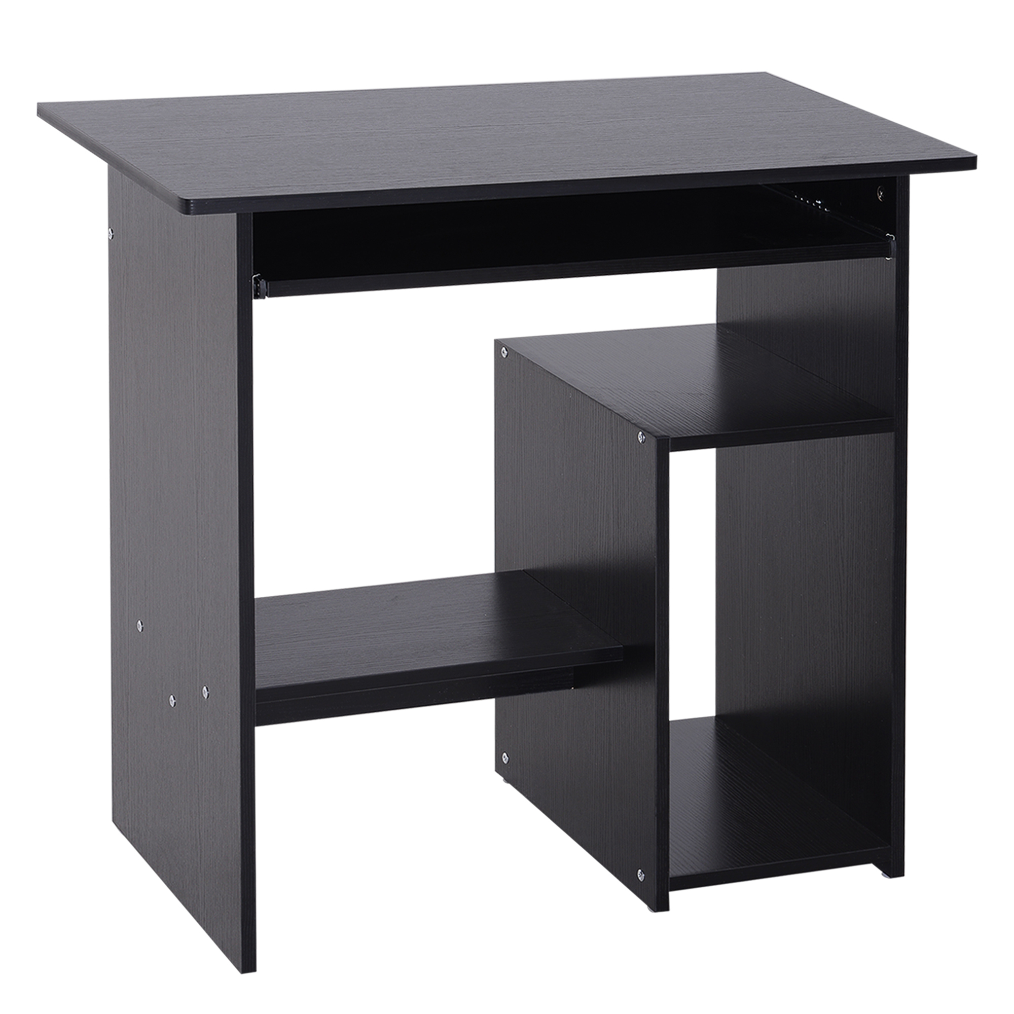 HOMCOM Mesa de PC Moderna en Madera con Estante para CPU y Espacio para Teclado Extraíble 80x45x75 cm Negro   Aosom España