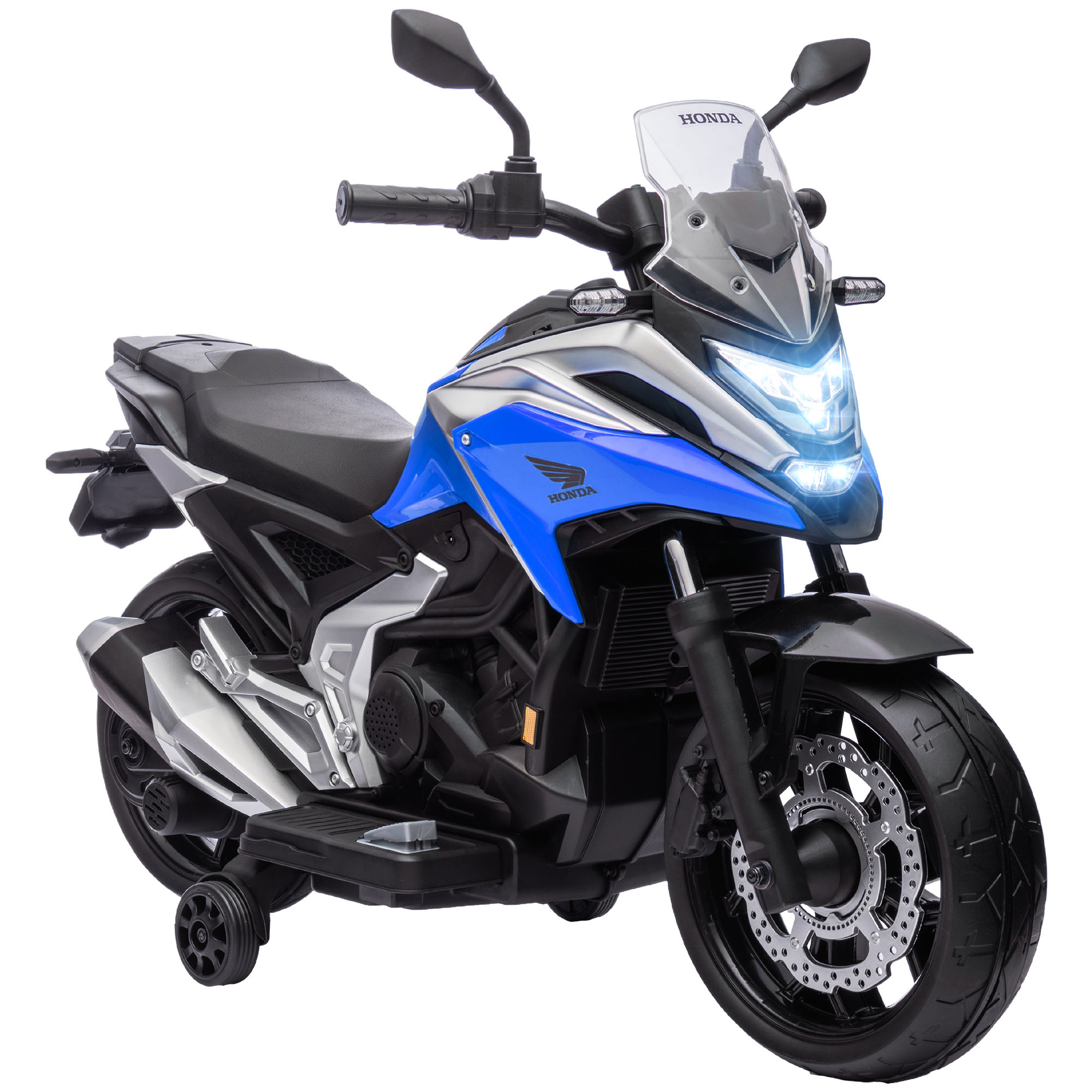 AIYAPLAY Moto eléctrica para niños moto portador Honda para niños de 3 a 6 años con música, luces azul