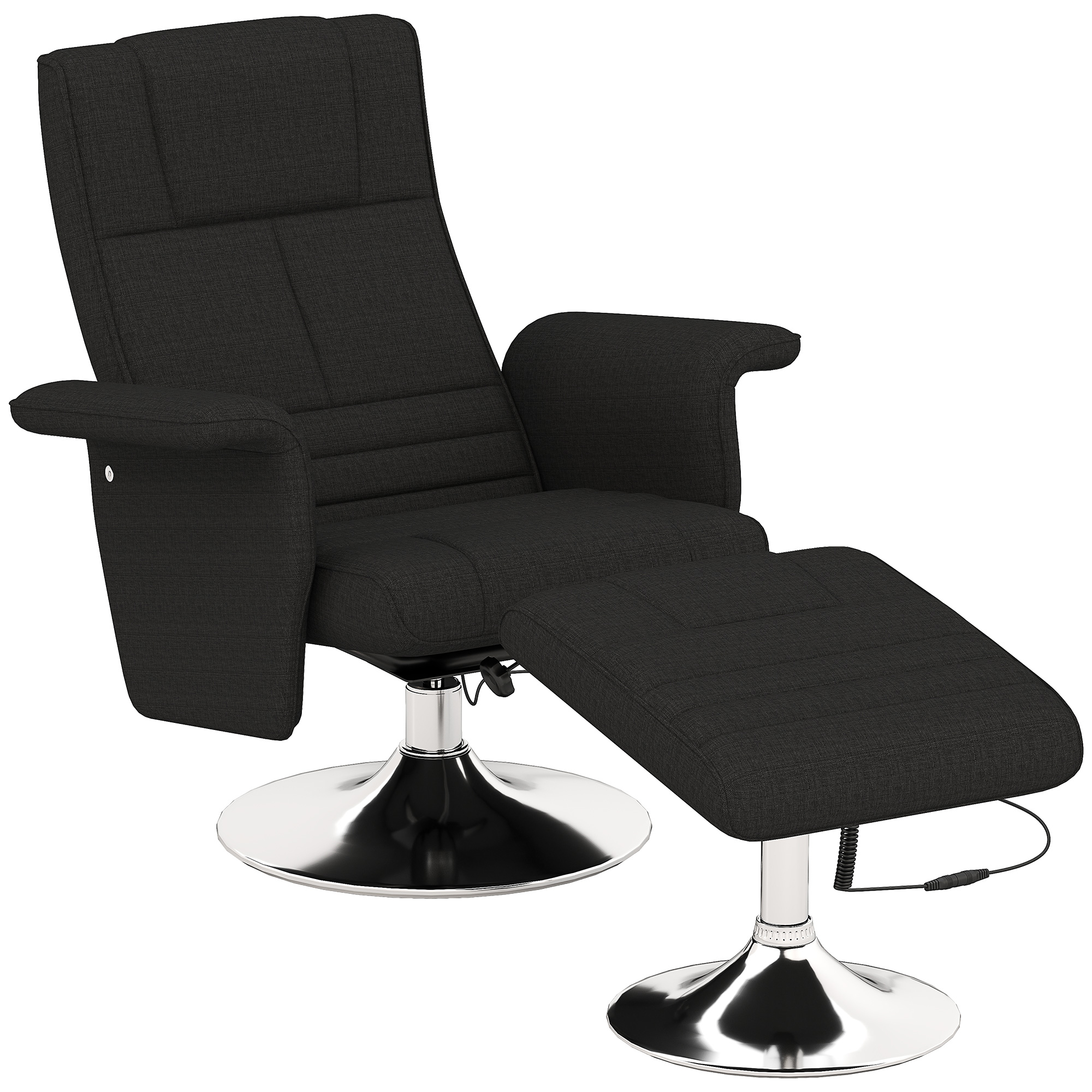 HOMCOM Sillón de Masaje con Reposapiés, Respaldo Inclinable, 78 x 95 x 88 cm, Negro