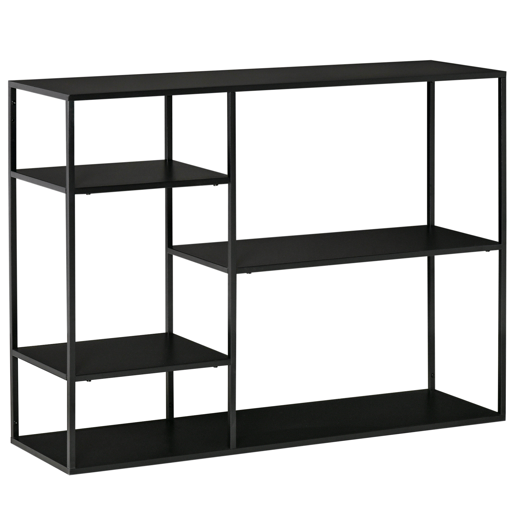HOMCOM Estantería de Pie Librería Estantería de Almacenamiento con 5 estantes abiertos Estantería de Cocina Metal Negro 120 x 35 x 87,5 cm