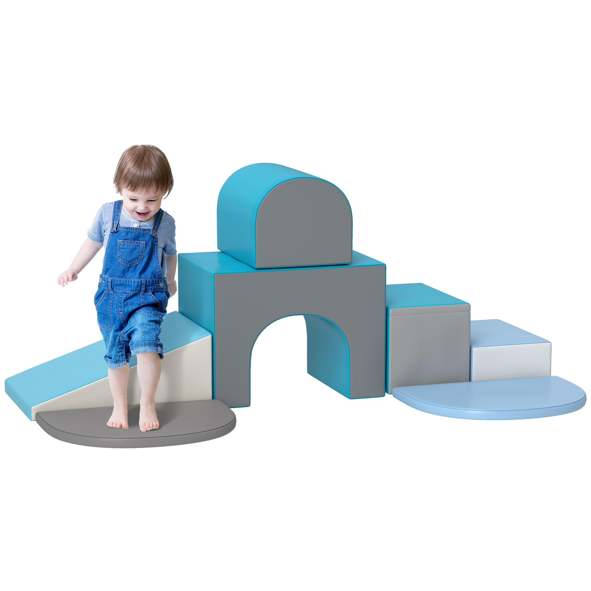 HOMCOM 7PCS Modulo Motricità Bambino Percorso Motricità Bambino In In Schiuma Epe Per Bambini In Eta Prescolare Multicolore~1tj4nm1oho801