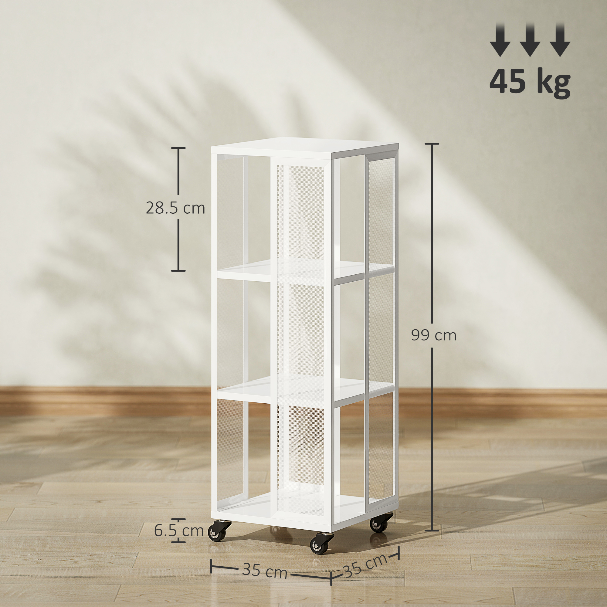 Libreria a 3 ripiani, in metallo, stile industriale, con ruote, design
