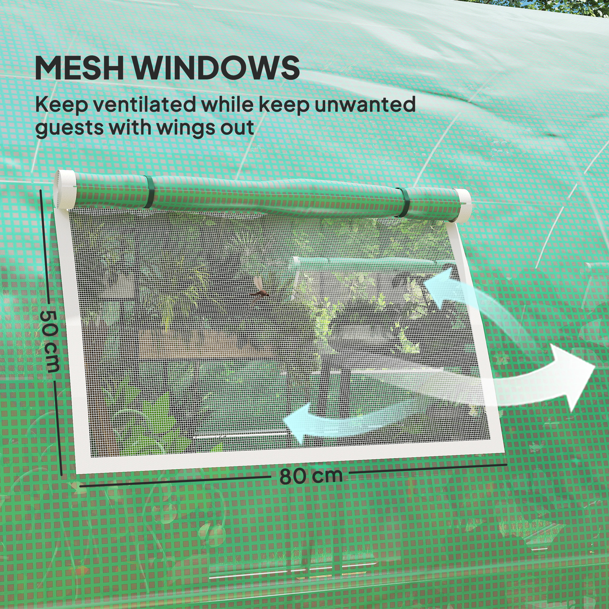 Outsunny Polyethylene Upgraded Structure Walk-in Polytunnel Greenhouse, 6 x 3(m), Green 7
