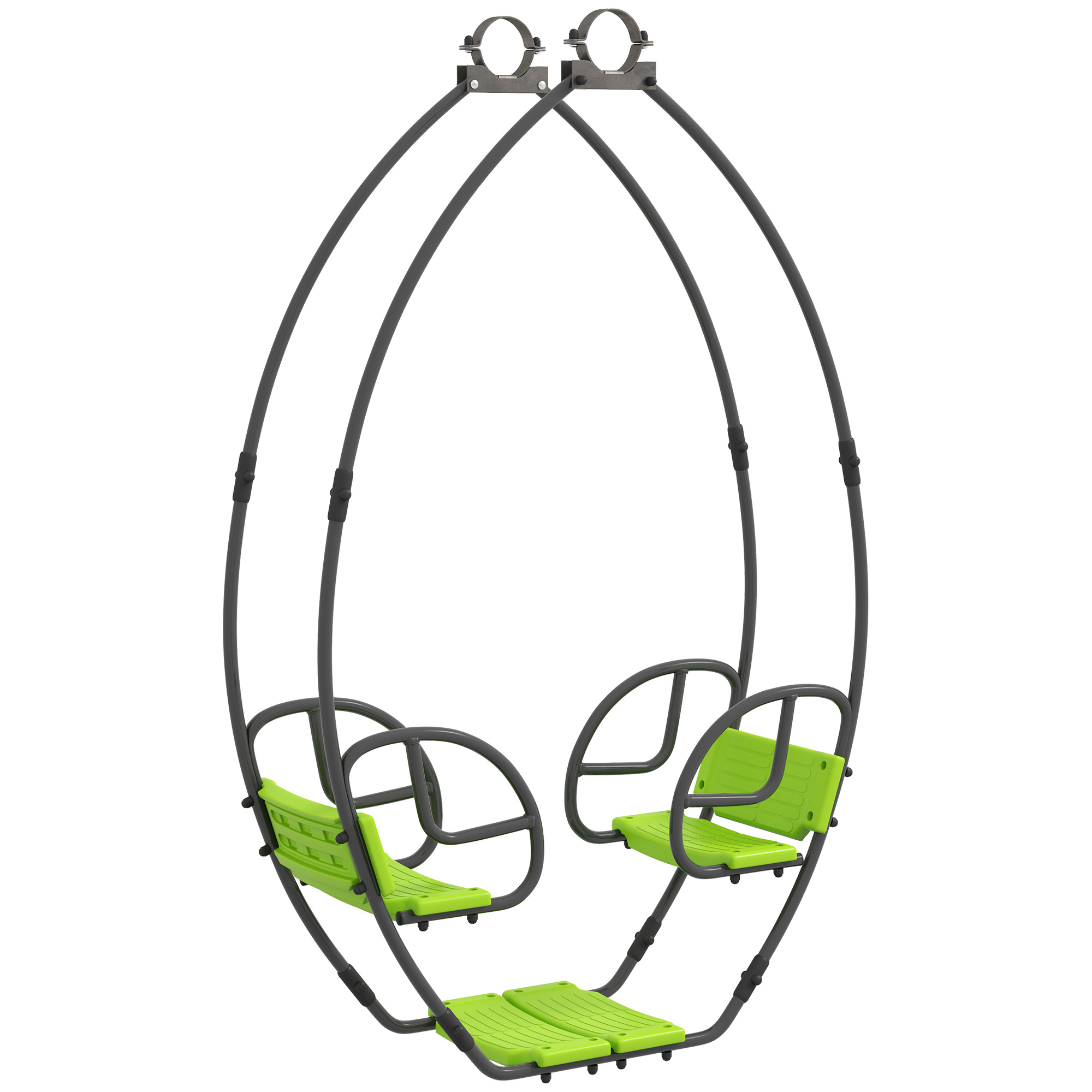 Outsunny Balancín para niños estructura en metal con mango para 2 niños de 3 a 6 años 110,5x40,5x180 cm Verde | Aosom España