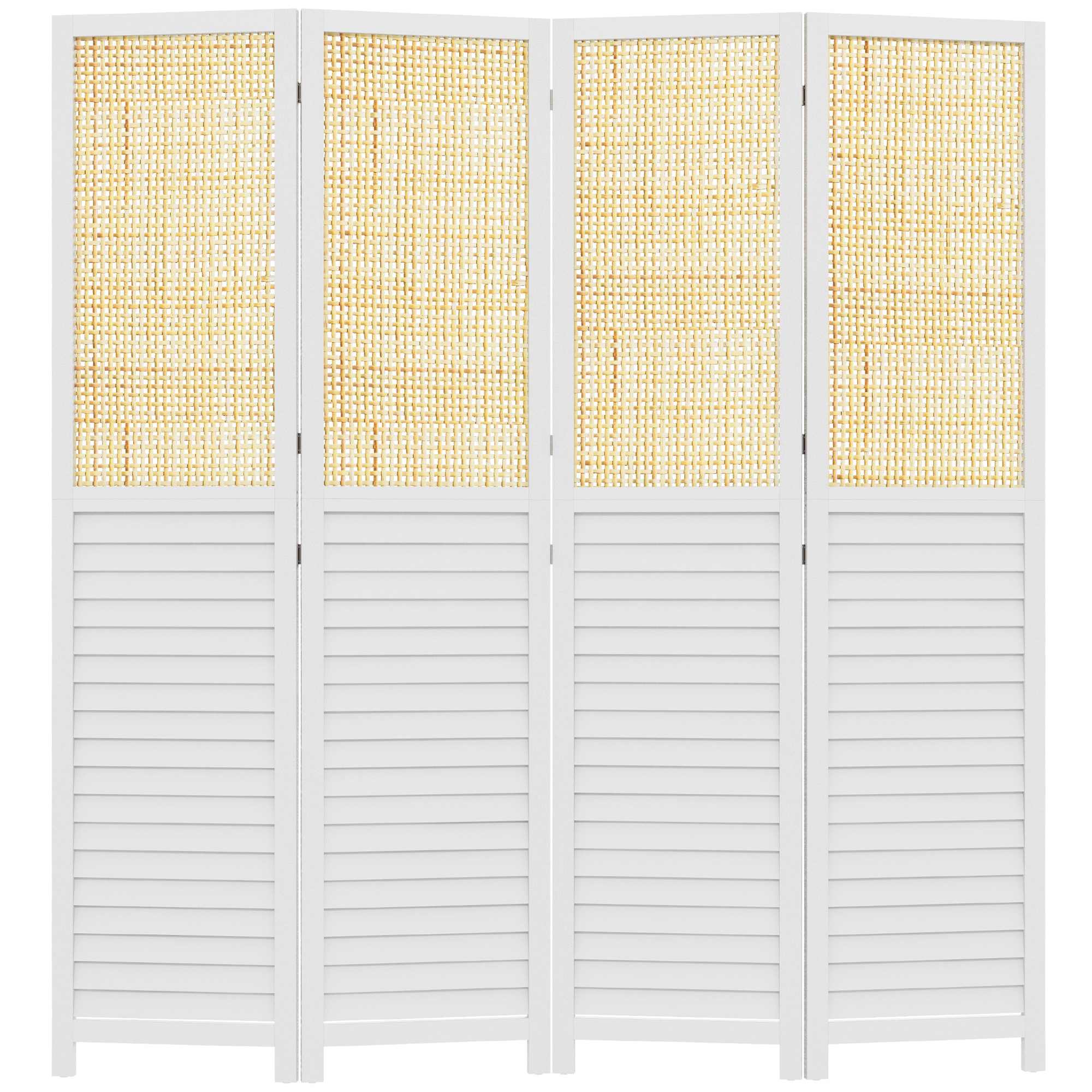 HOMCOM Paravent en madera 4 paneles 160 x 170 cm separador de ambientes biombo plegable en madera - blanco