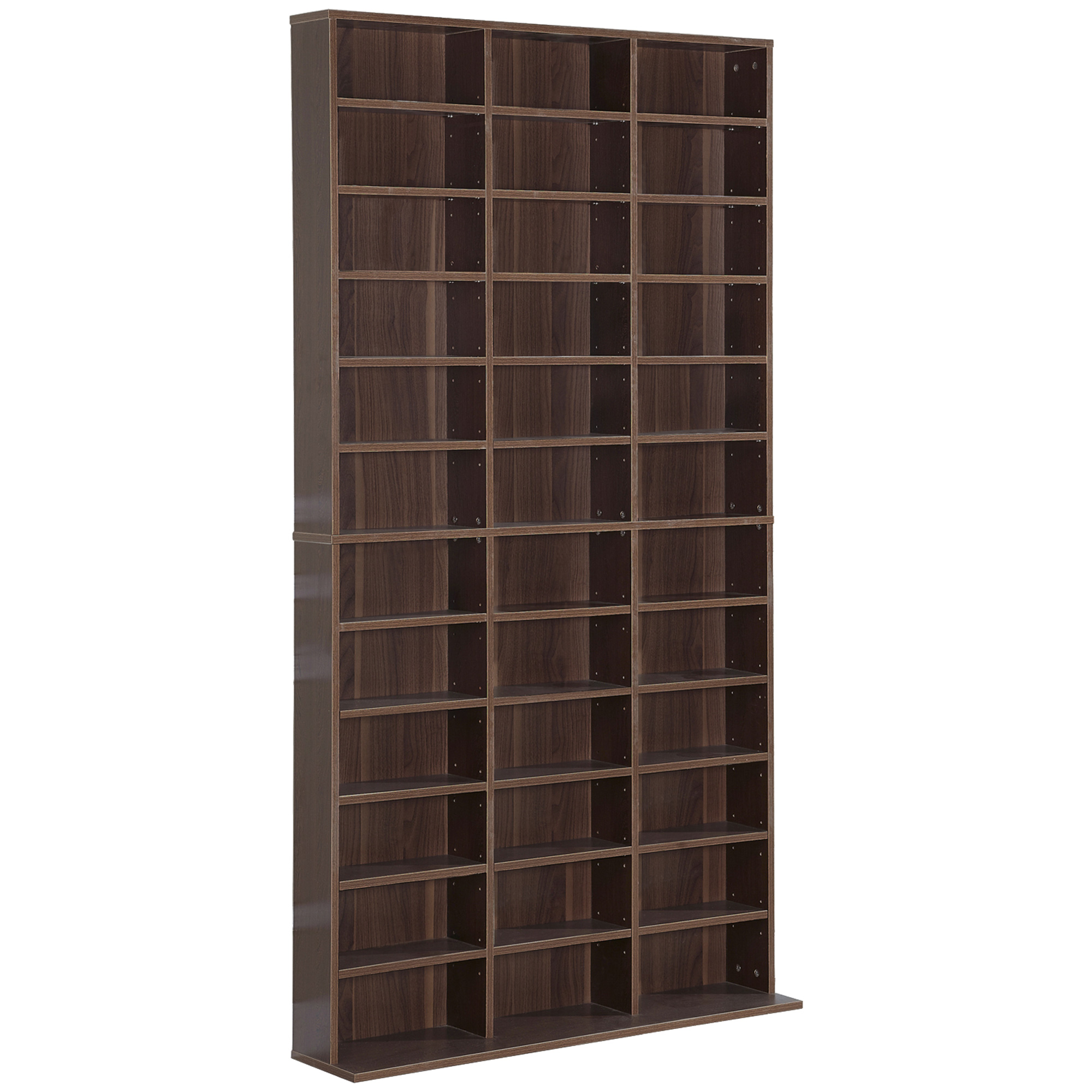 HOMCOM Estantería para CD/DVD Mueble de Almacenamiento para 1116 CDs 36 Compartimentos ajustables en Altura 102 x 24 x 195 cm Marrón