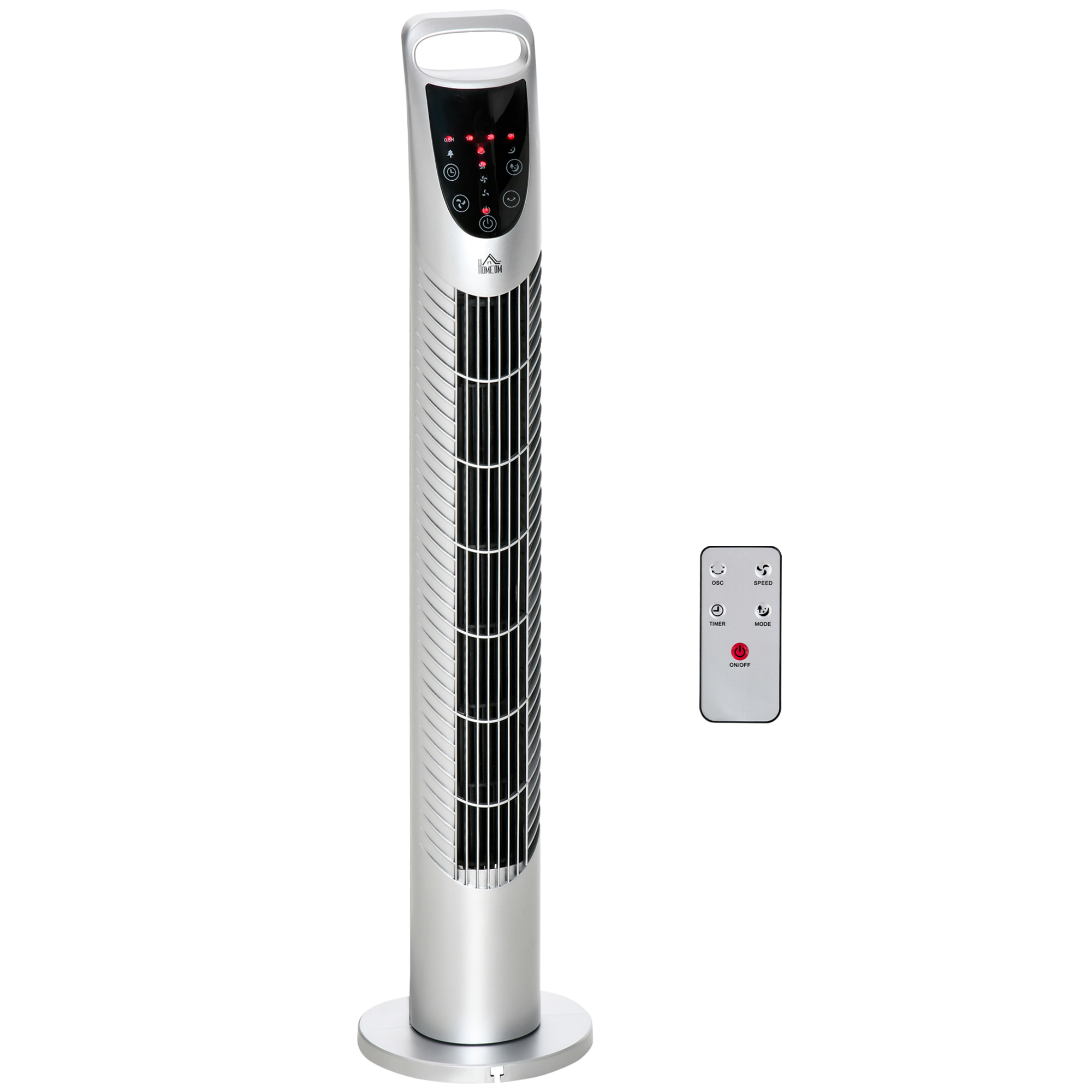 HOMCOM Ventilador de columna 40W con temporizador 3 velocidades 3 modos control remoto panel táctil oscilación silenciosa   Aosom España