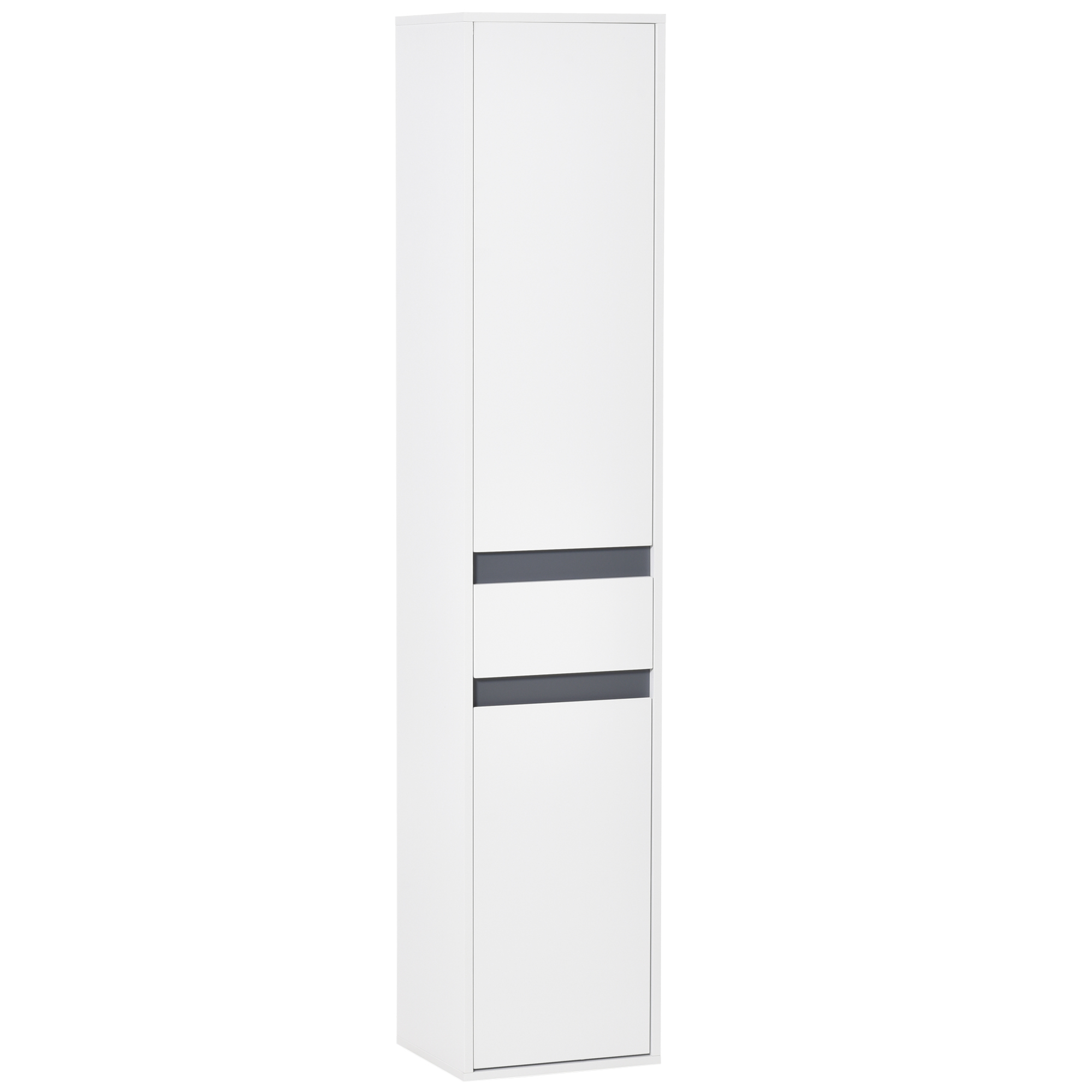 HOMCOM Mueble Colonne Almacenamiento Baño Estilo Contemporáneo 2 Armarios 3 Estantes y Cajón Deslizante Paneles Partículas Blanco