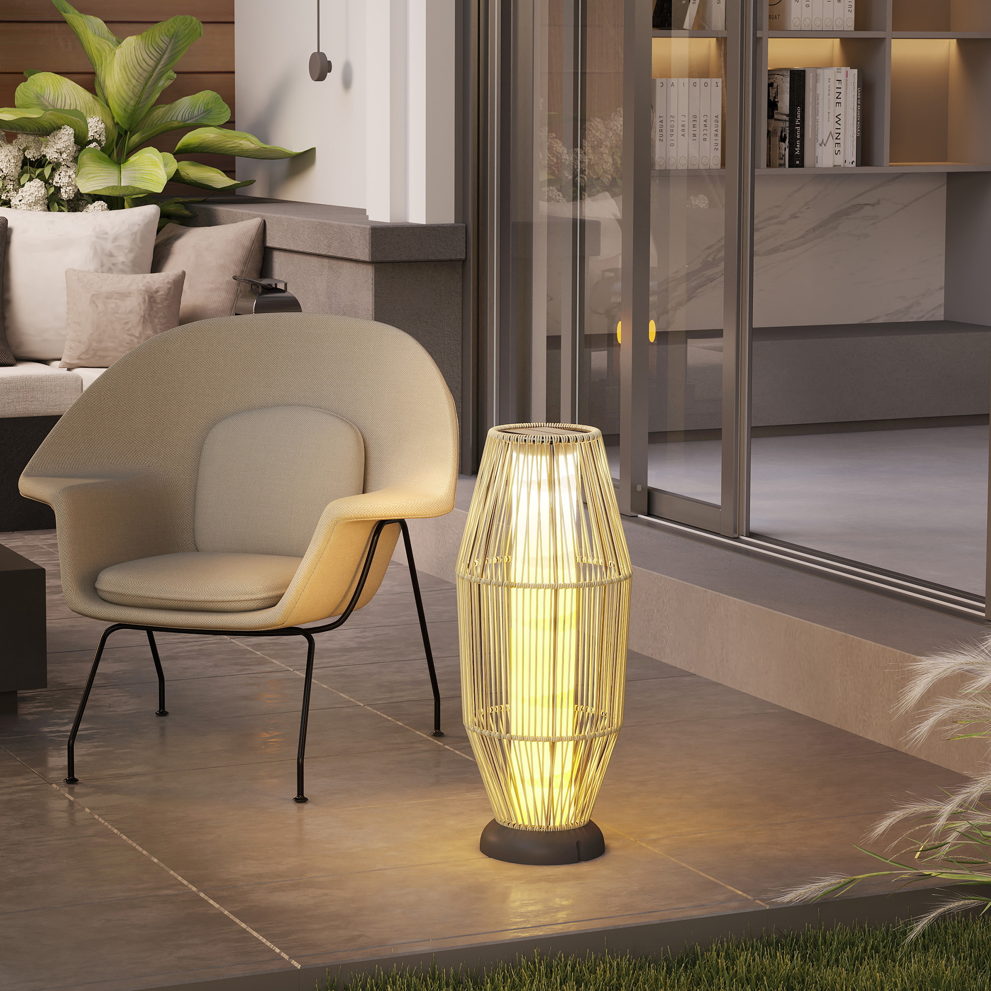 Outsunny Lampada Solare da Giardino con Illuminazione LED Grigia Outsunny Lampada Solare da Giardino con Illuminazione LED Grigia