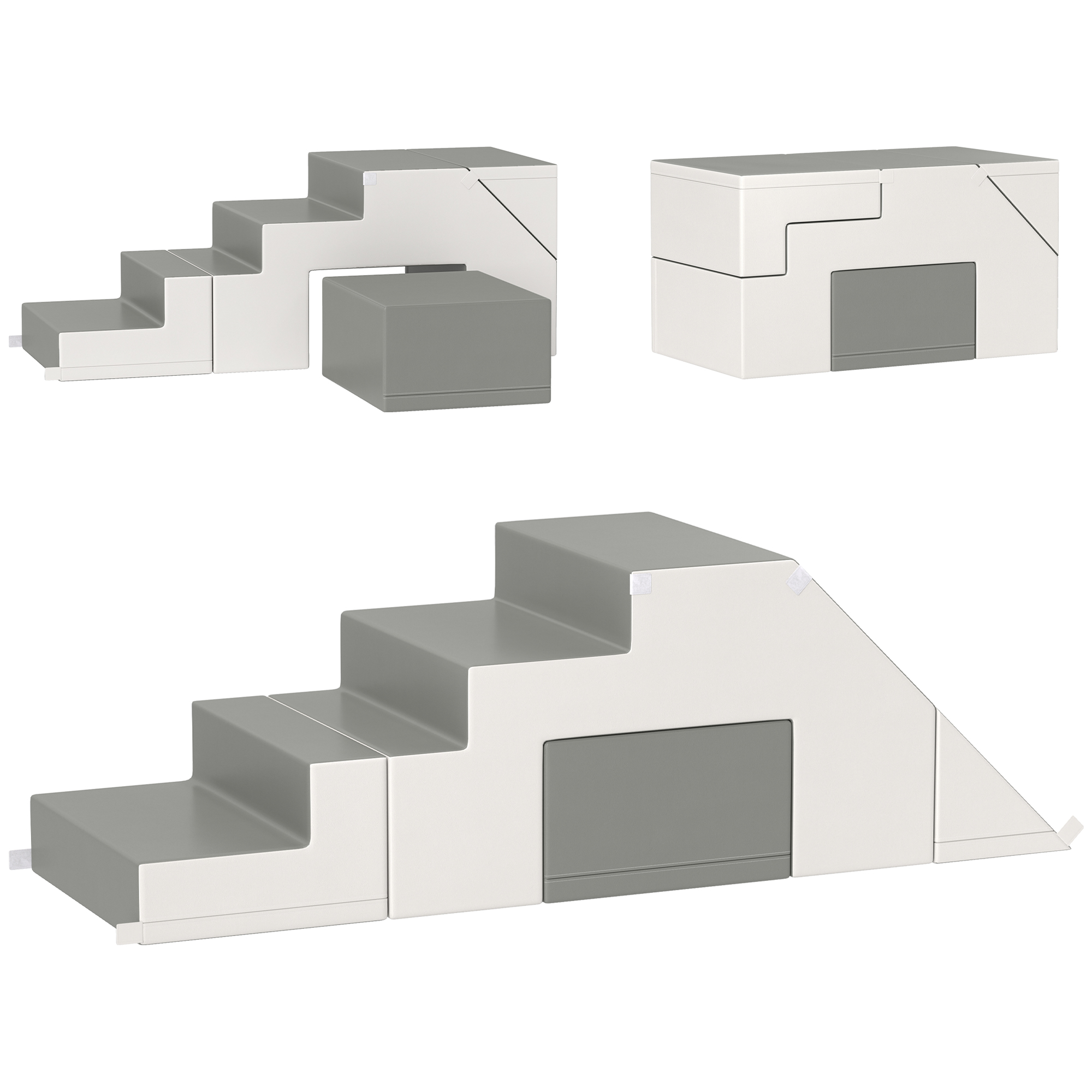 HOMCOM Juego de Escalada y Deslizamiento para Niños, fomenta la Motricidad, Cuero Artificial, Espuma EPE, 86x49x47 cm, Gris