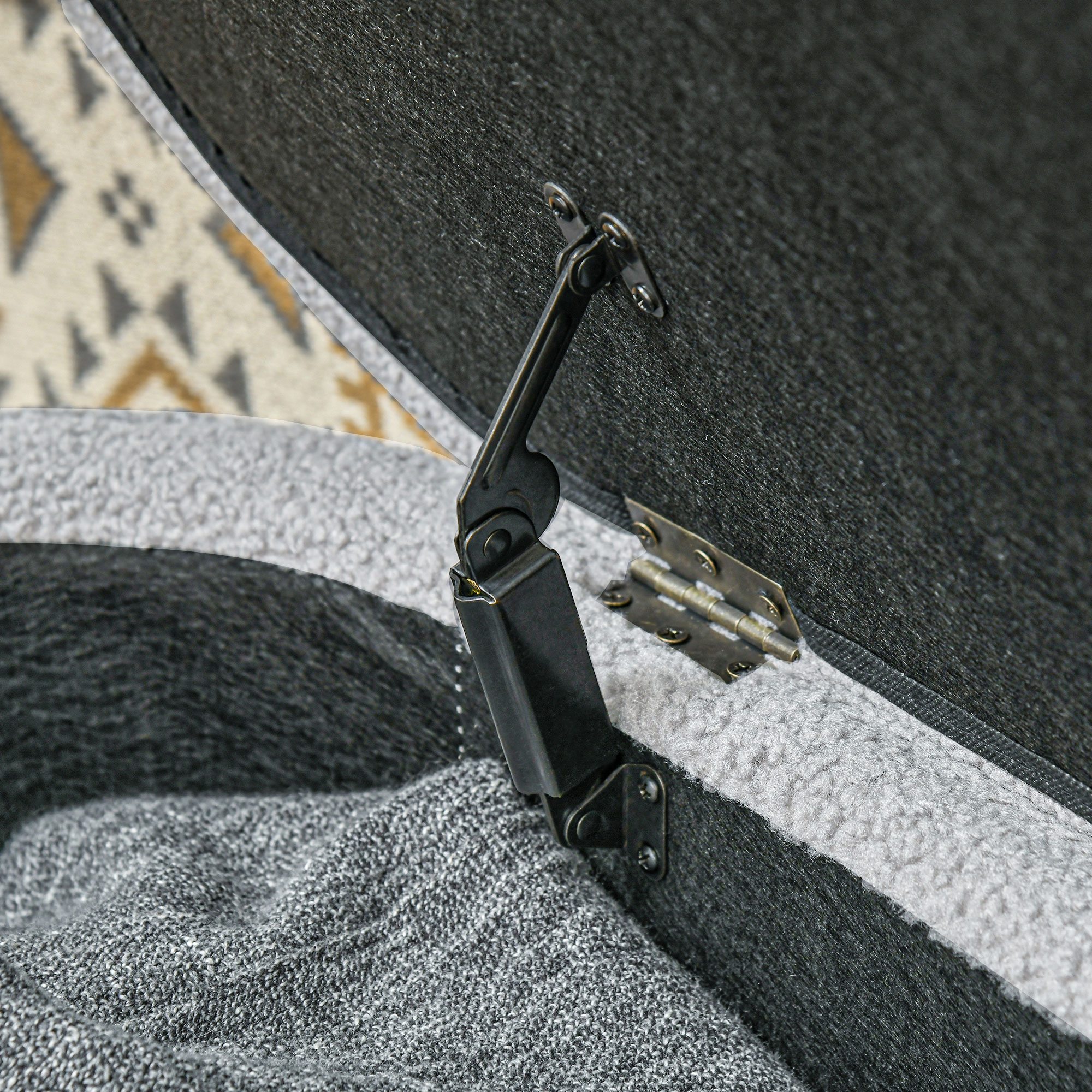  Bancheta Tapiţata cu Spaţiu de Depozitare si Picioare din Lemn de Eucalipt, 116x41x40.5 cm, Gri Deschis [8]