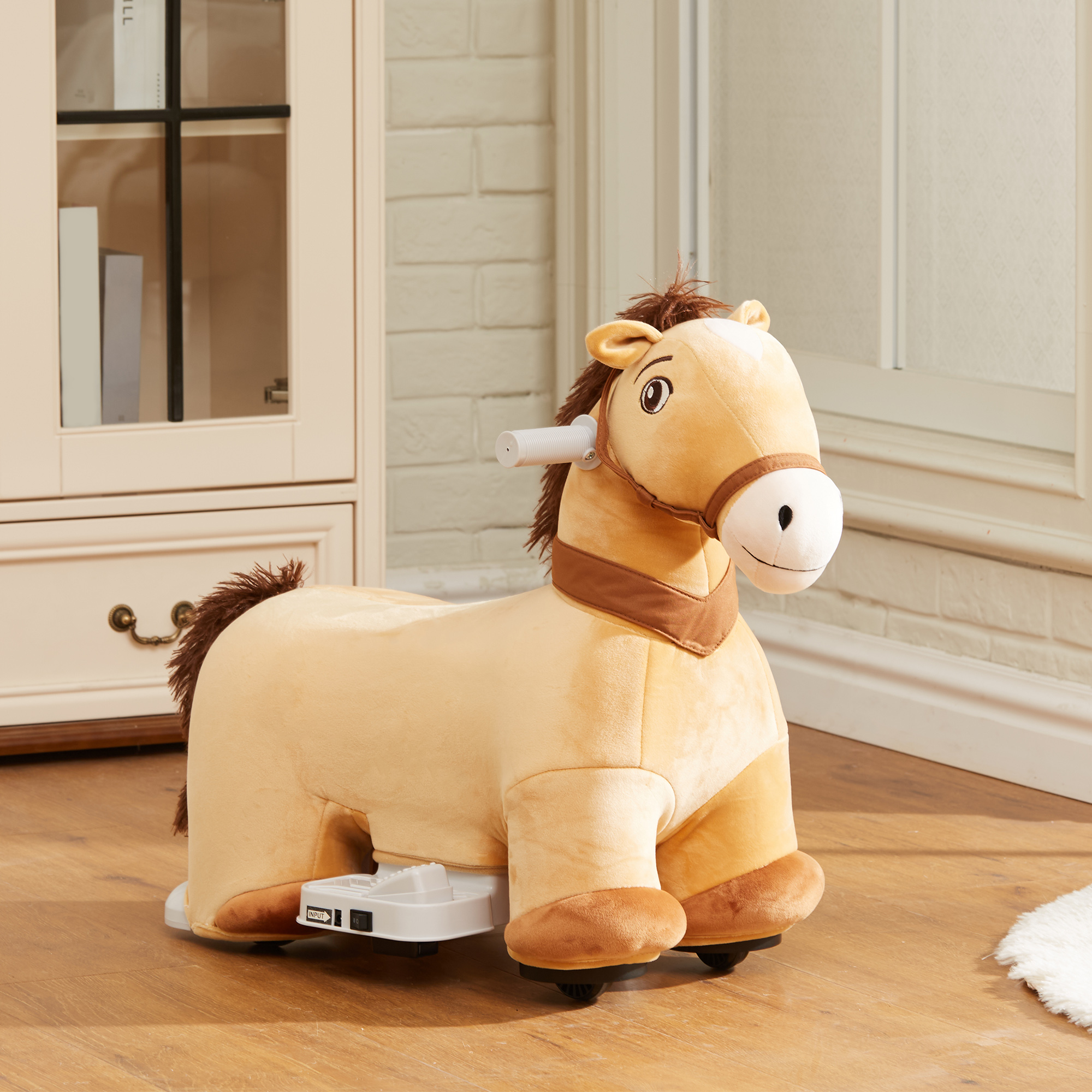AIYAPLAY Caballo montable para niños, funda suave, alimentación por batería, música, ruedas, 1,5-5 años, Marrón AIYAPLAY Caballo montable para niños, funda suave, alimentación por batería, música, ruedas, 1,5-5 años, Marrón