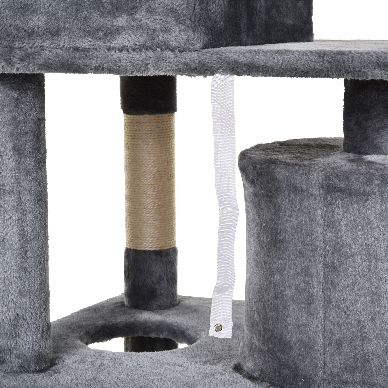PawHut Kratzbaum Für Katzen Mit Haus, Sitzfläche & Spielzeug | 70x45x33 Cm, Grau, Für Katzen Bis 4 Kg