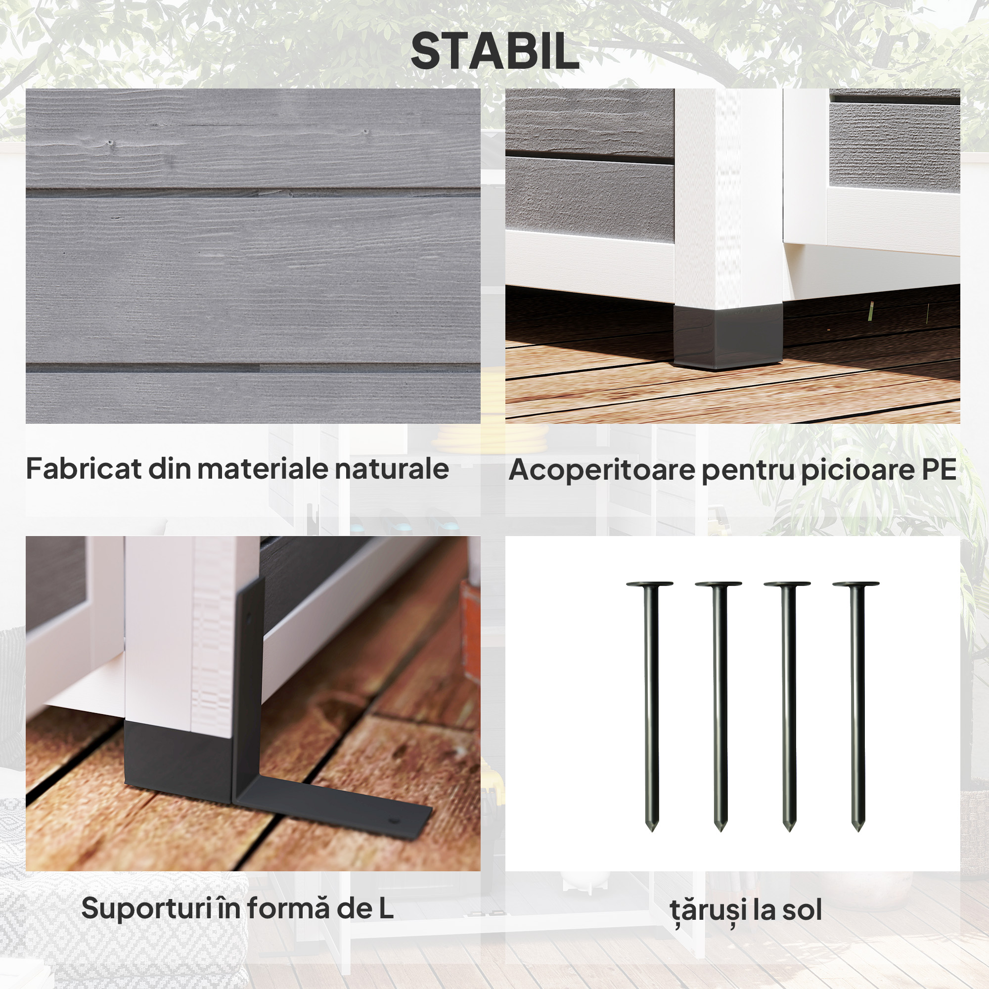  Magazie pentru Unelte de Gradina din Lemn de Brad cu 2 Ferestre si Rafturi Reglabile, 91x69x192cm, Gri Deschis [6]