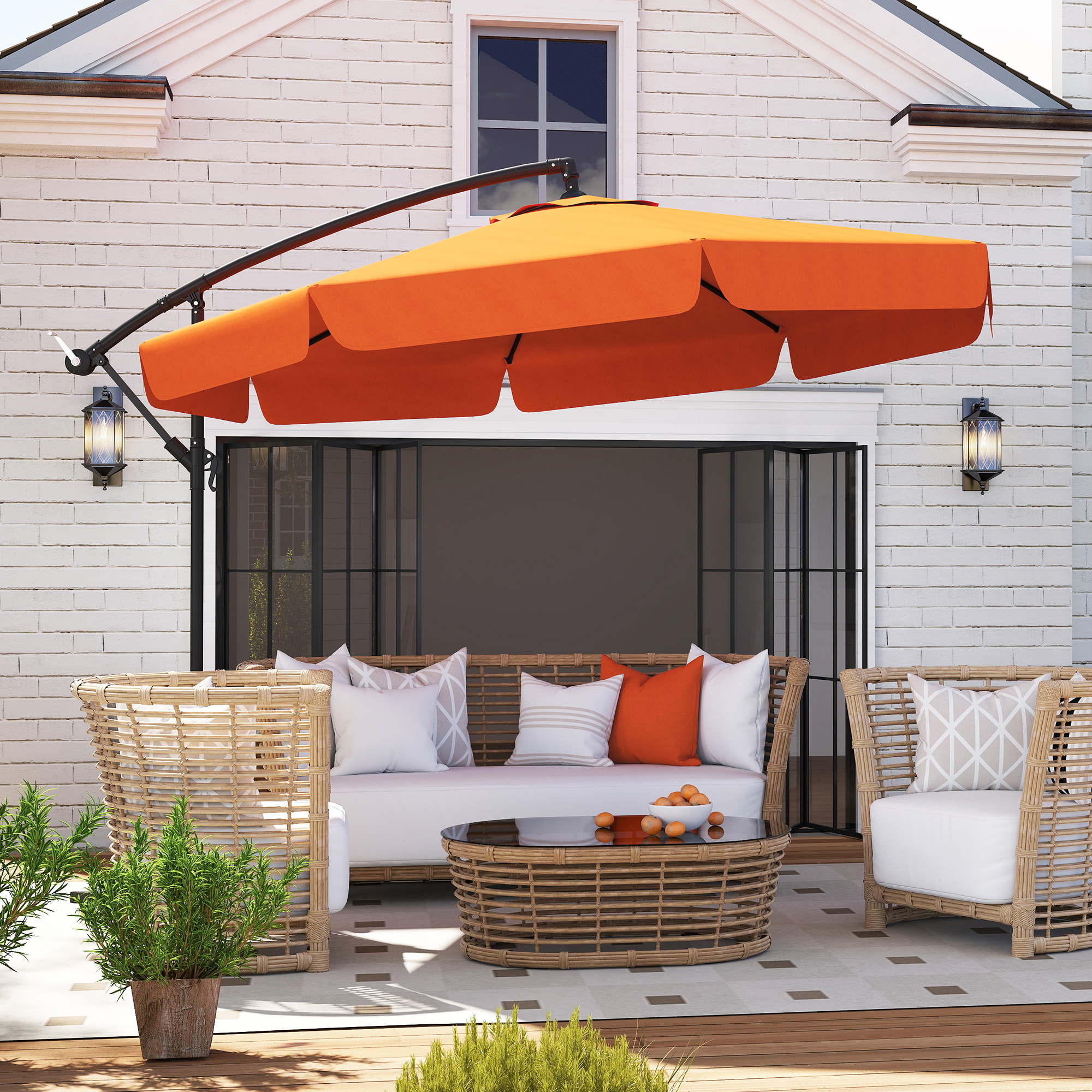 Outsunny 2.7m Garden Cantilever Banana Parasol Orange 8