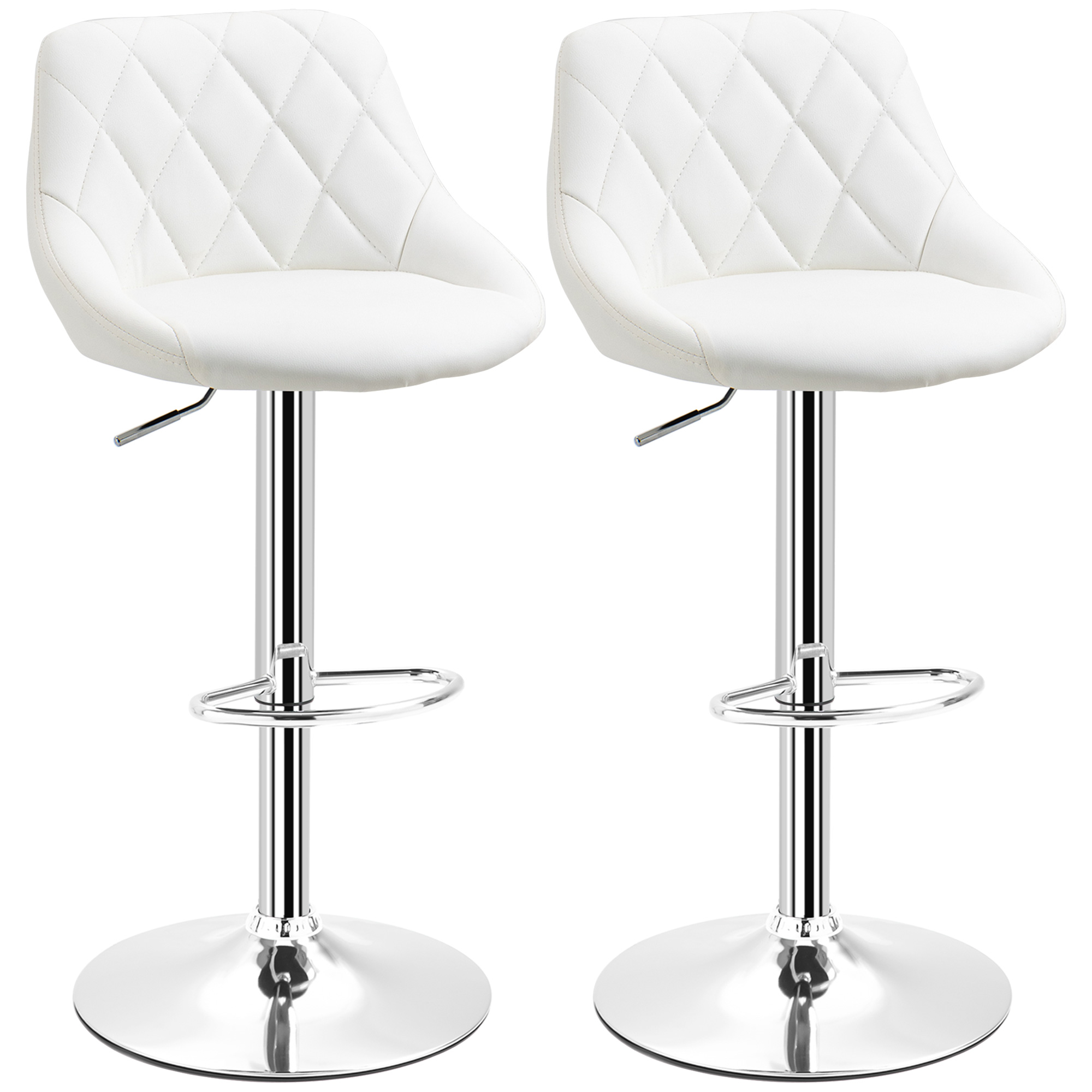 HOMCOM Conjunto de 2 Taburetes de Bar Giratorios Altura Regulable Taburetes altos de cocina con Base Redonda Reposapiés 51,5x48x104cm | Aosom España