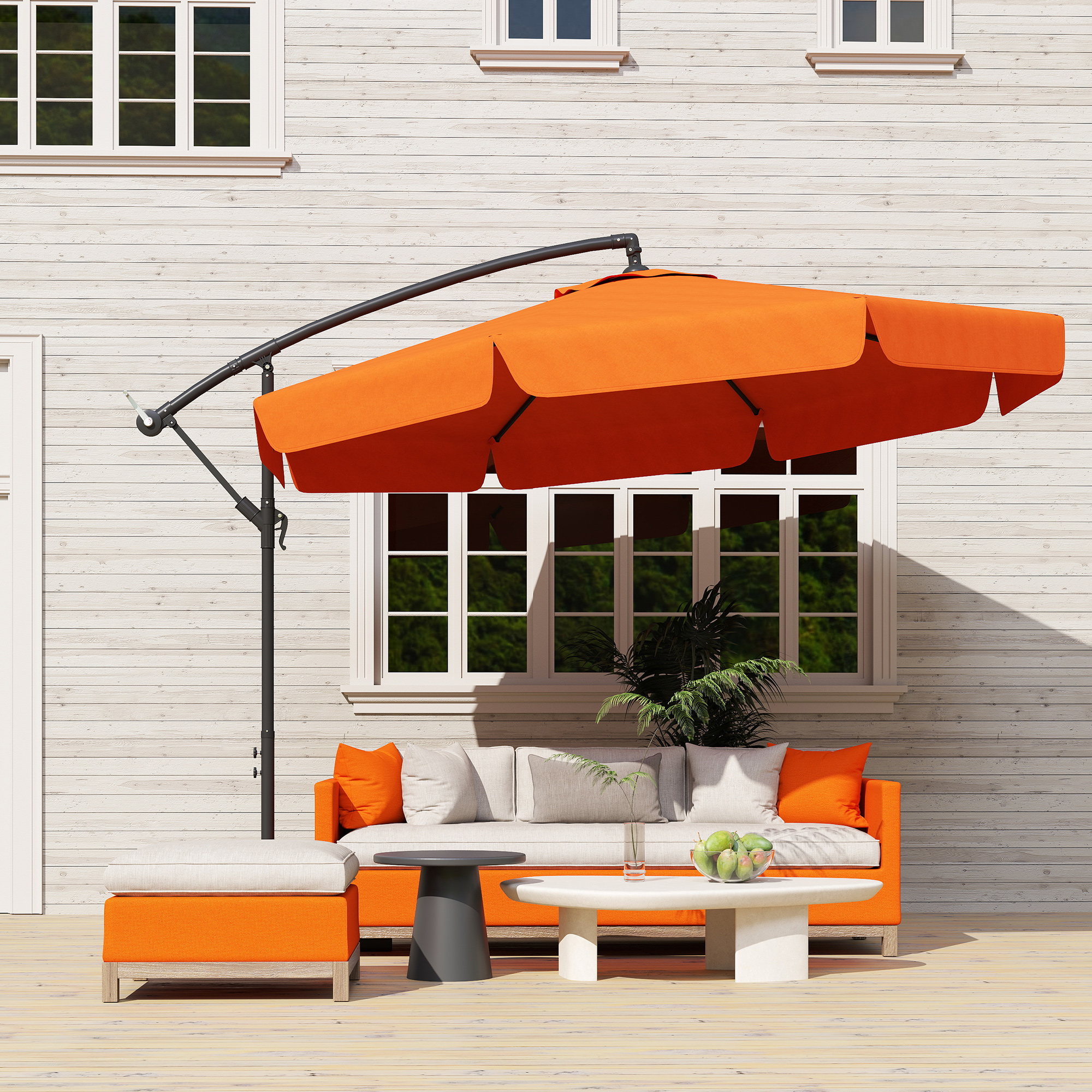 Outsunny 2.7m Garden Cantilever Banana Parasol Orange 2