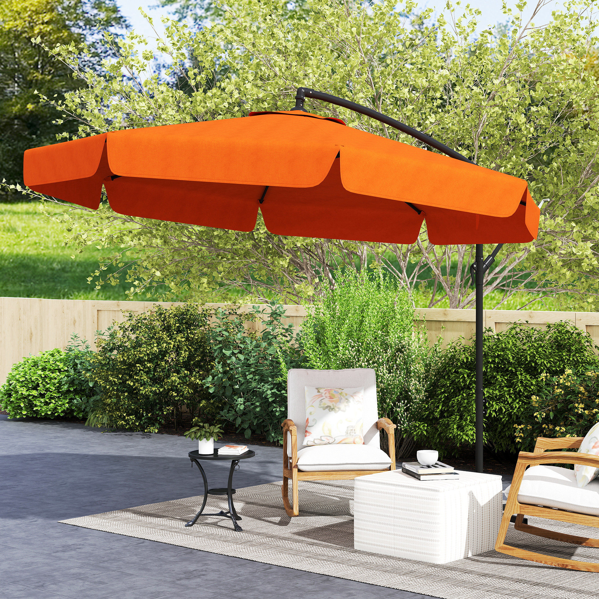 Outsunny 2.7m Garden Cantilever Banana Parasol Orange 9