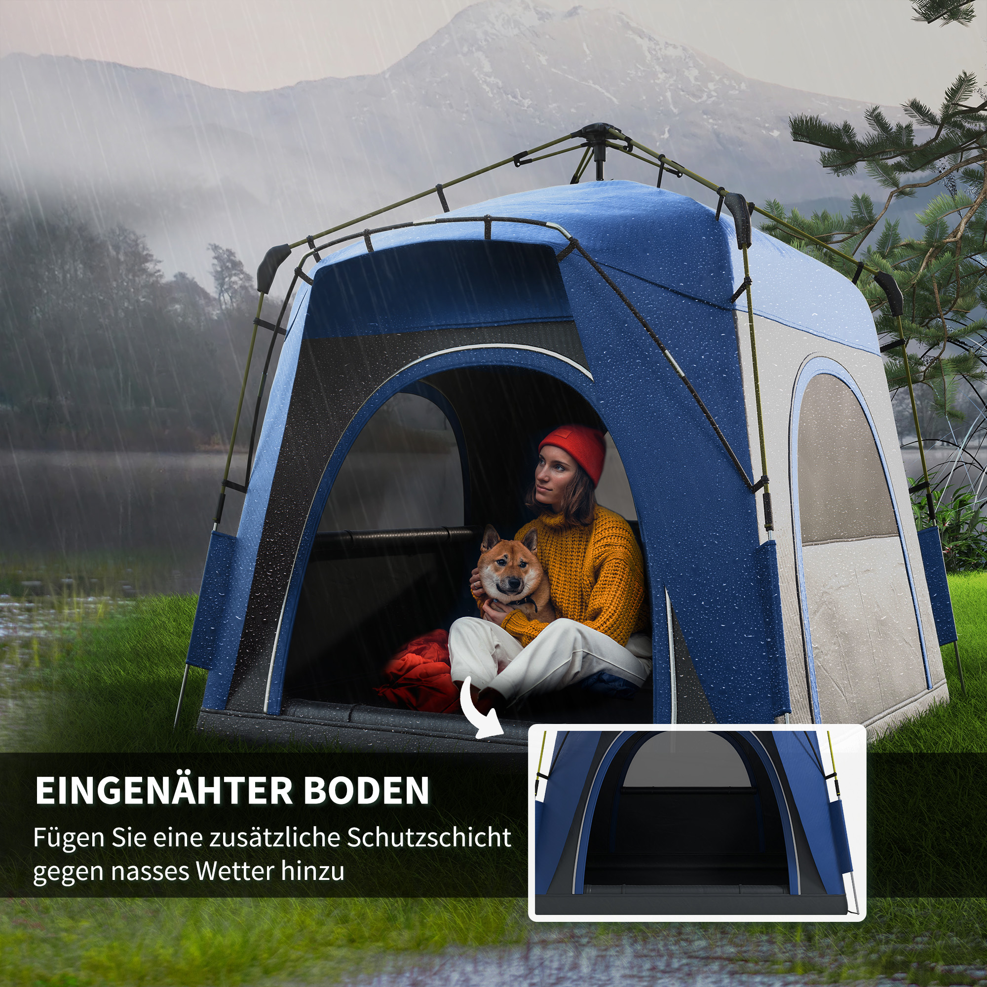 Outsunny Pop Up Kuppelzelt für 4 Personen leicht, stabil wasserdicht UV ...