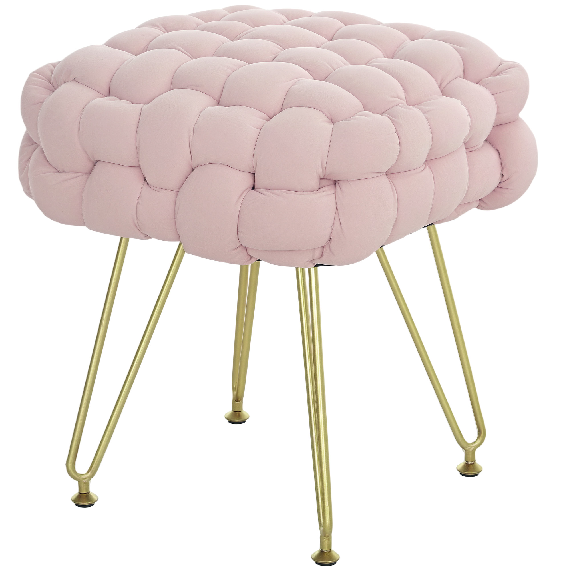 Product photograph of Homcom Velvet-feel Bold Woven Footstool - Pink from Aosom UK