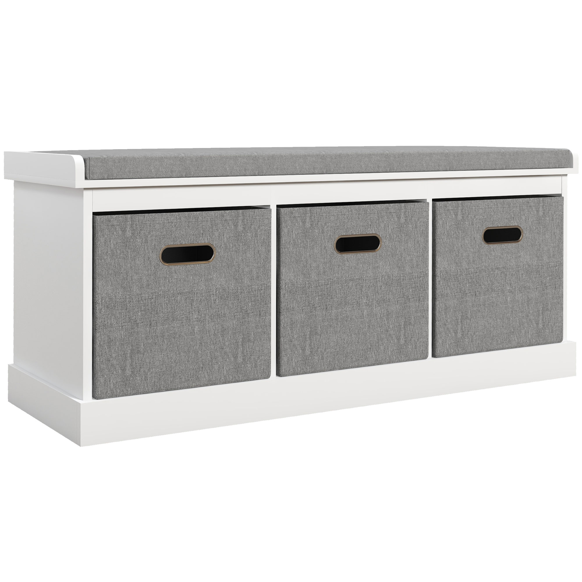 Product photograph of Homcom Shoe Bench With Seat Shoe Storage Bench With Cushion And 3 Fabric Drawers For Entryway Hallway Living Room Bedroom White Aosom Uk from Aosom UK