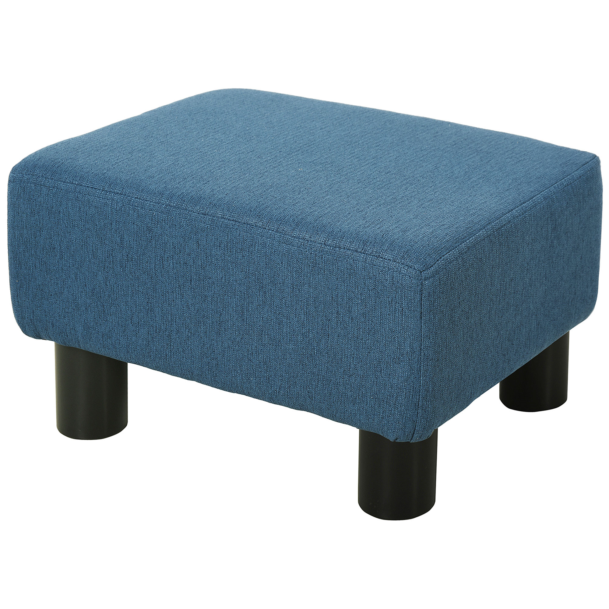 Product photograph of Homcom Linen Fabric Ottoman Footstool Cube Design With 4 Plastic Legs Comfortable Seating Blue Aosom Uk from Aosom UK
