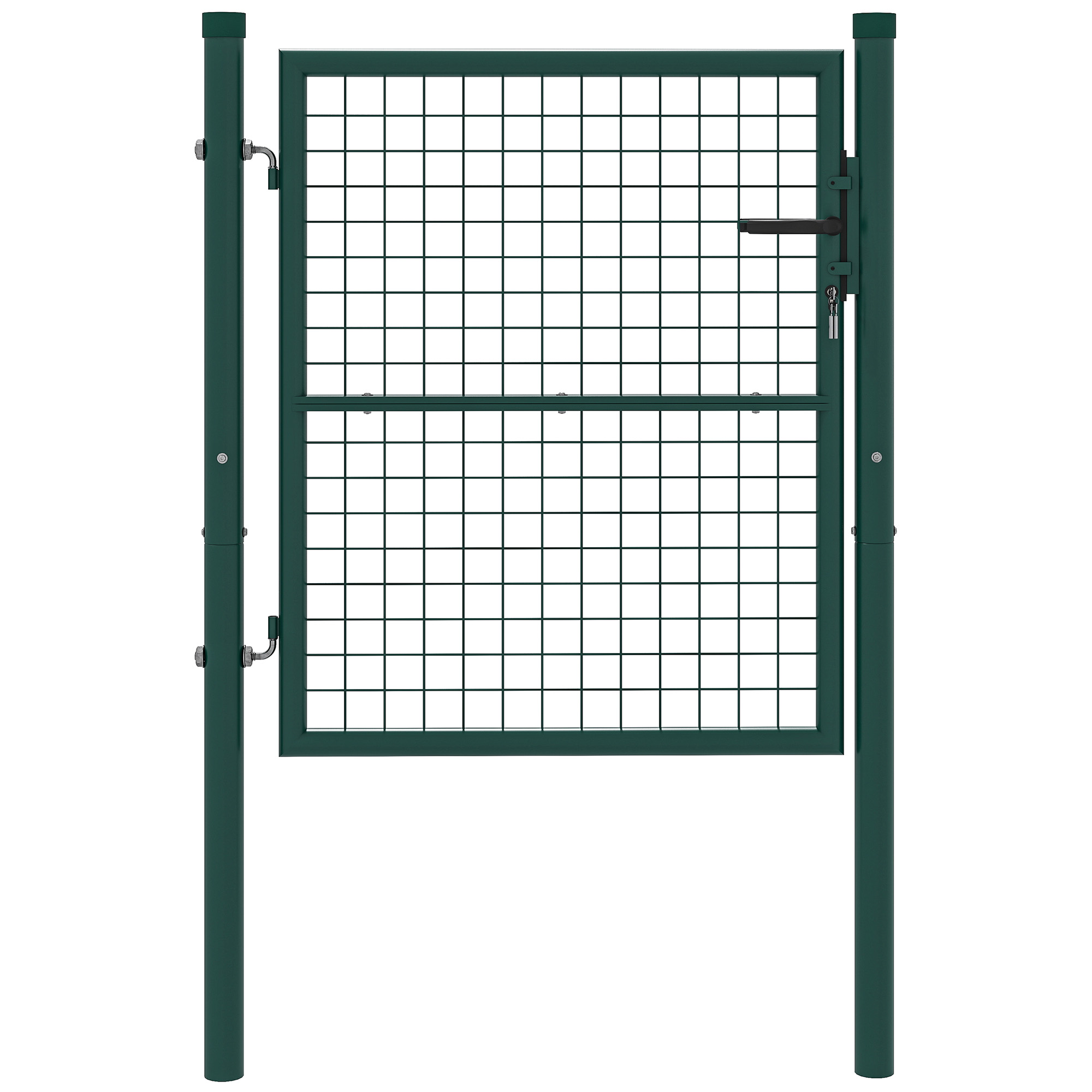 Outsunny Puerta de Jardín de Acero con Cerradura y Llaves con Asa Cerradura y 3 Llaves para Exterior Patio 100x79 cm Verde
