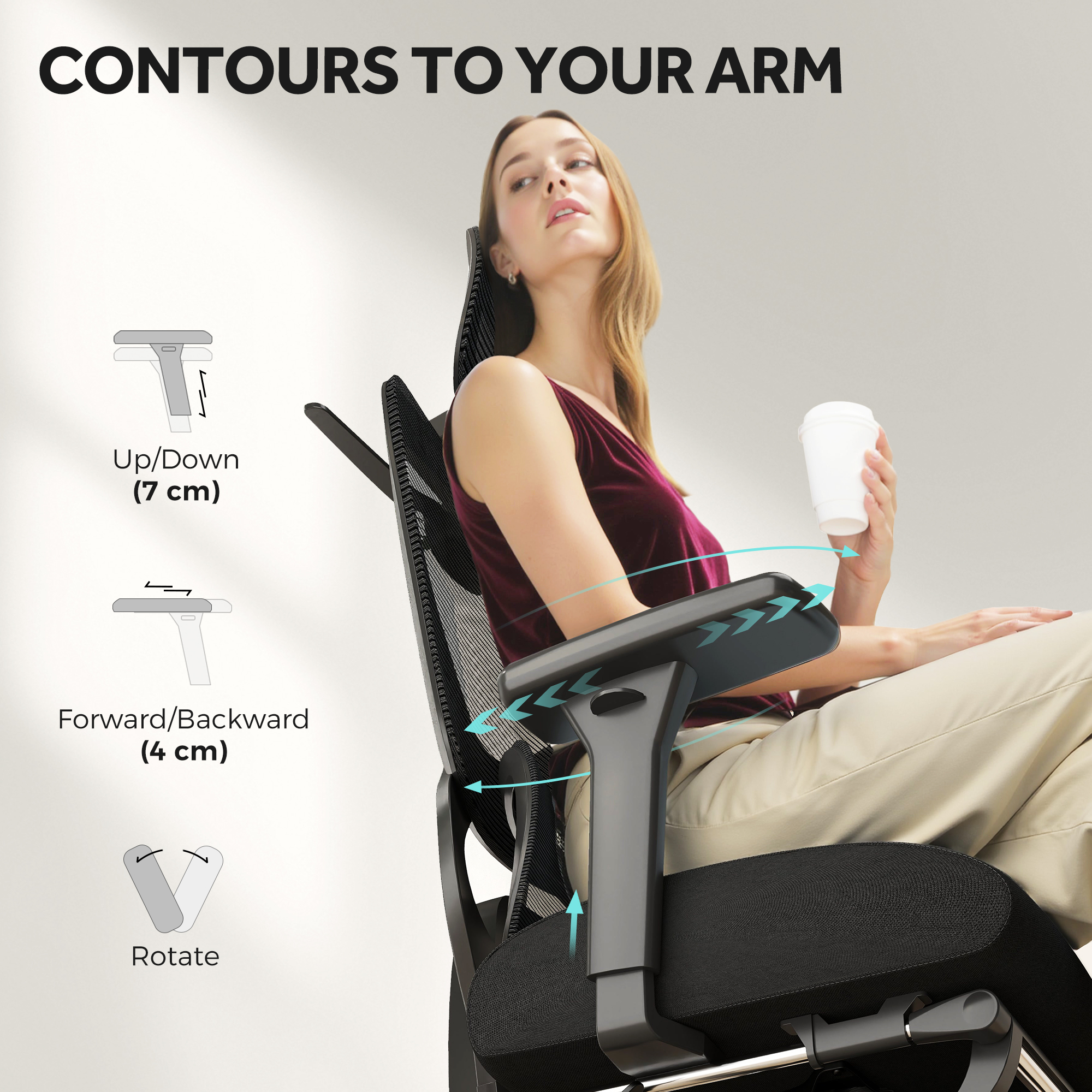 HOMCOM Ergonomic and Adjustable Office Chair Black 7