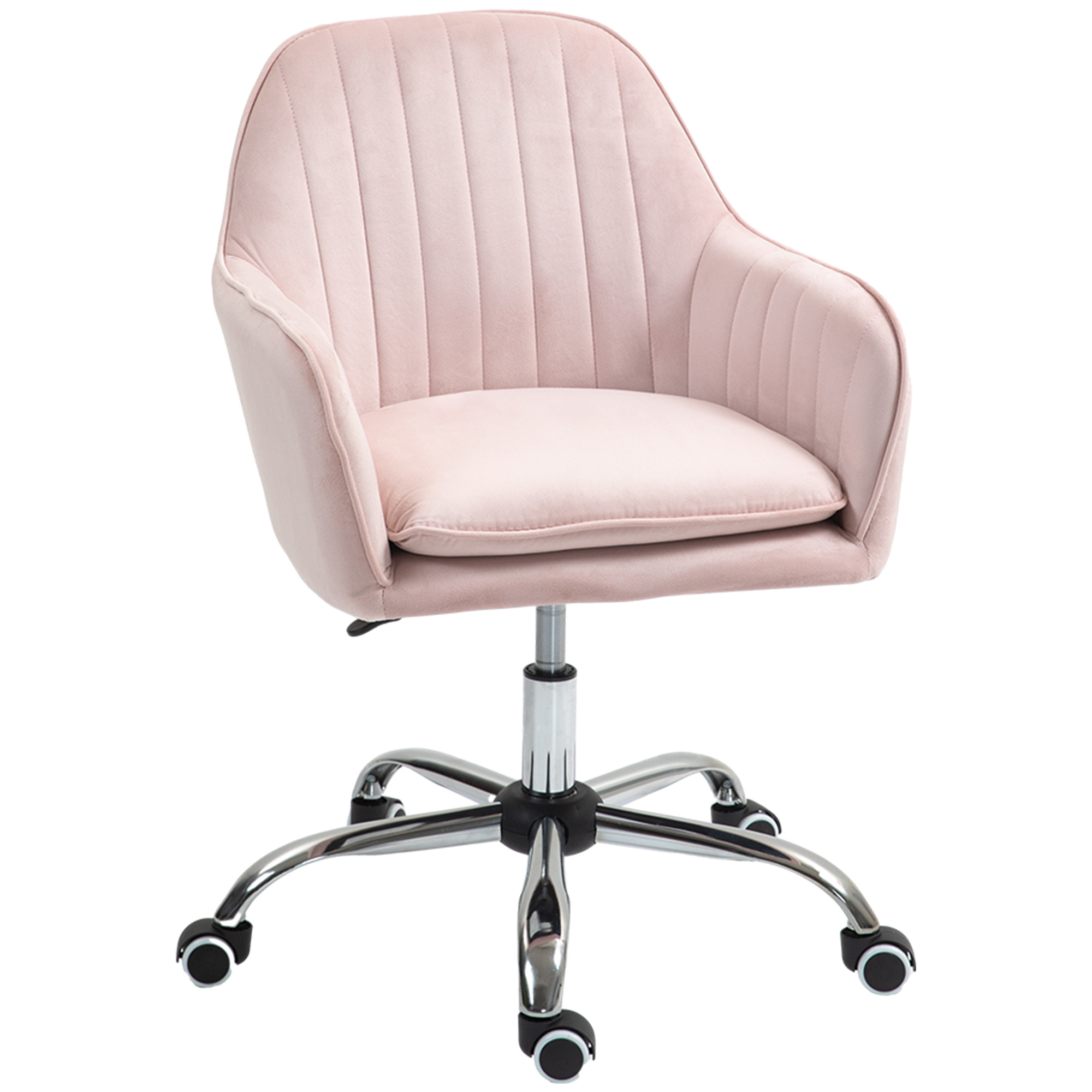 Product photograph of Homcom Velvet-feel Tub Office Chair With Seat Cushion - Pink Aosom Uk from Aosom UK