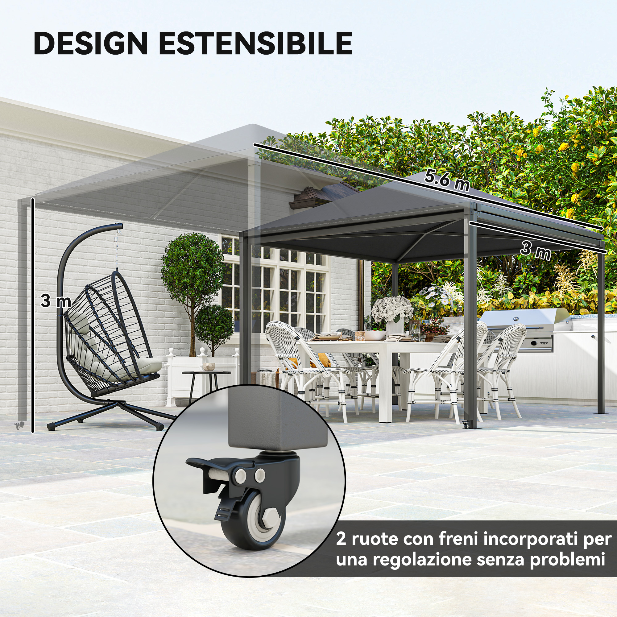 Gazebo Pieghevole One Push 3,6x3,6 M - Impermeabile, Doppio Tetto, Con Sacchi Sabbia, Per Giardino E Eventi