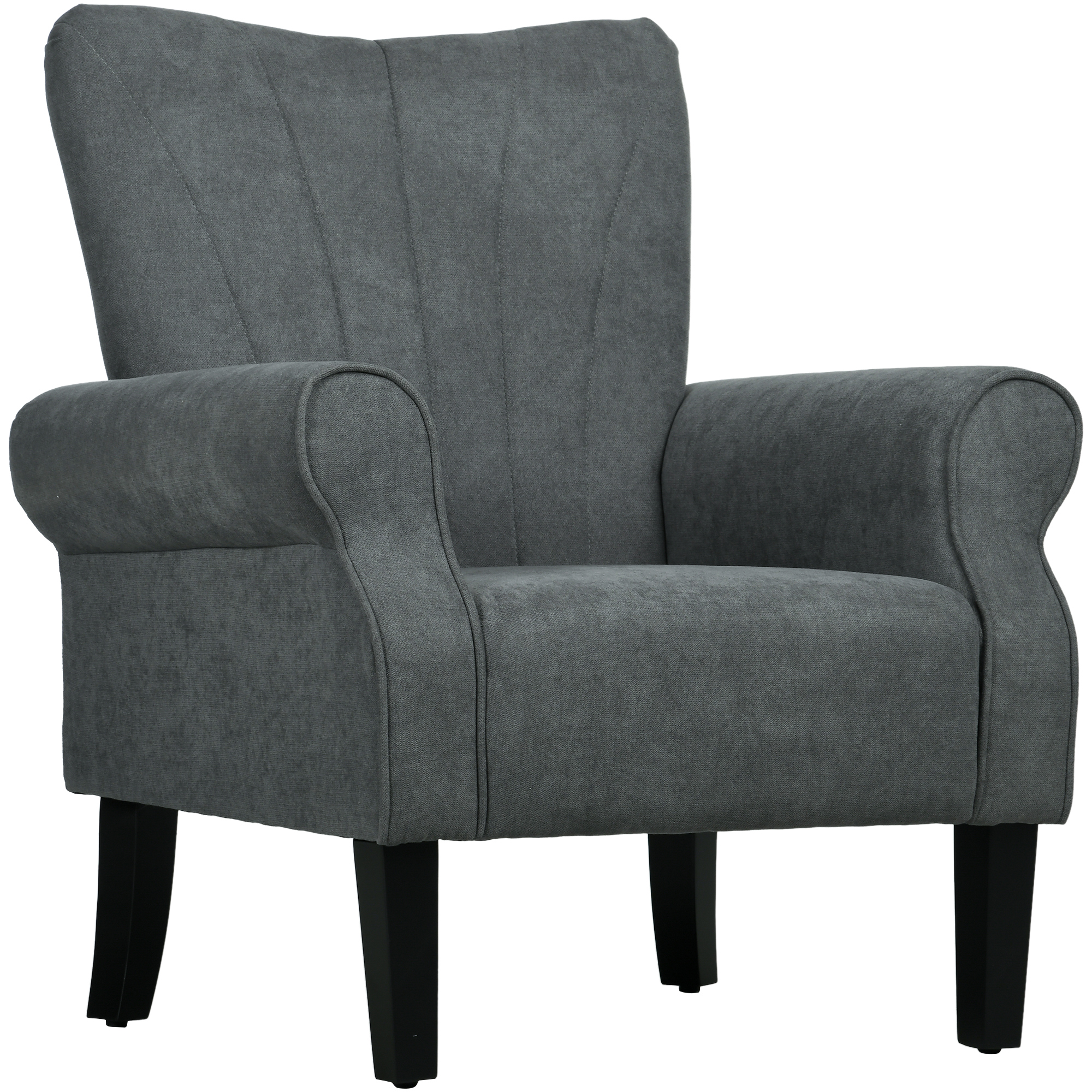 Product photograph of Homcom Upholstered Accent Chair With High Back Rolled Arms And Wood Legs Soft Thick Padded Armchair Grey from Aosom UK