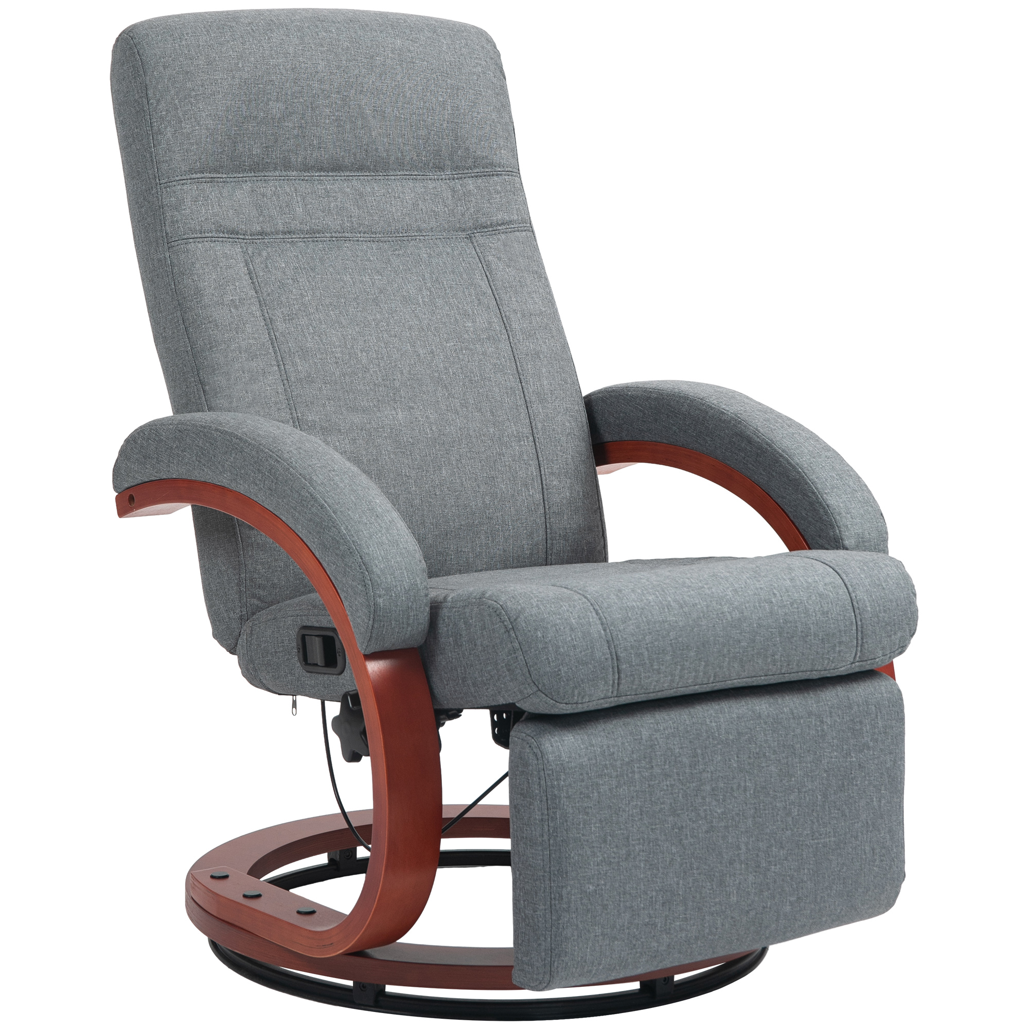 Product photograph of Homcom 135 Manual Reclining Swivel Chair With Footrest - Grey from Aosom UK