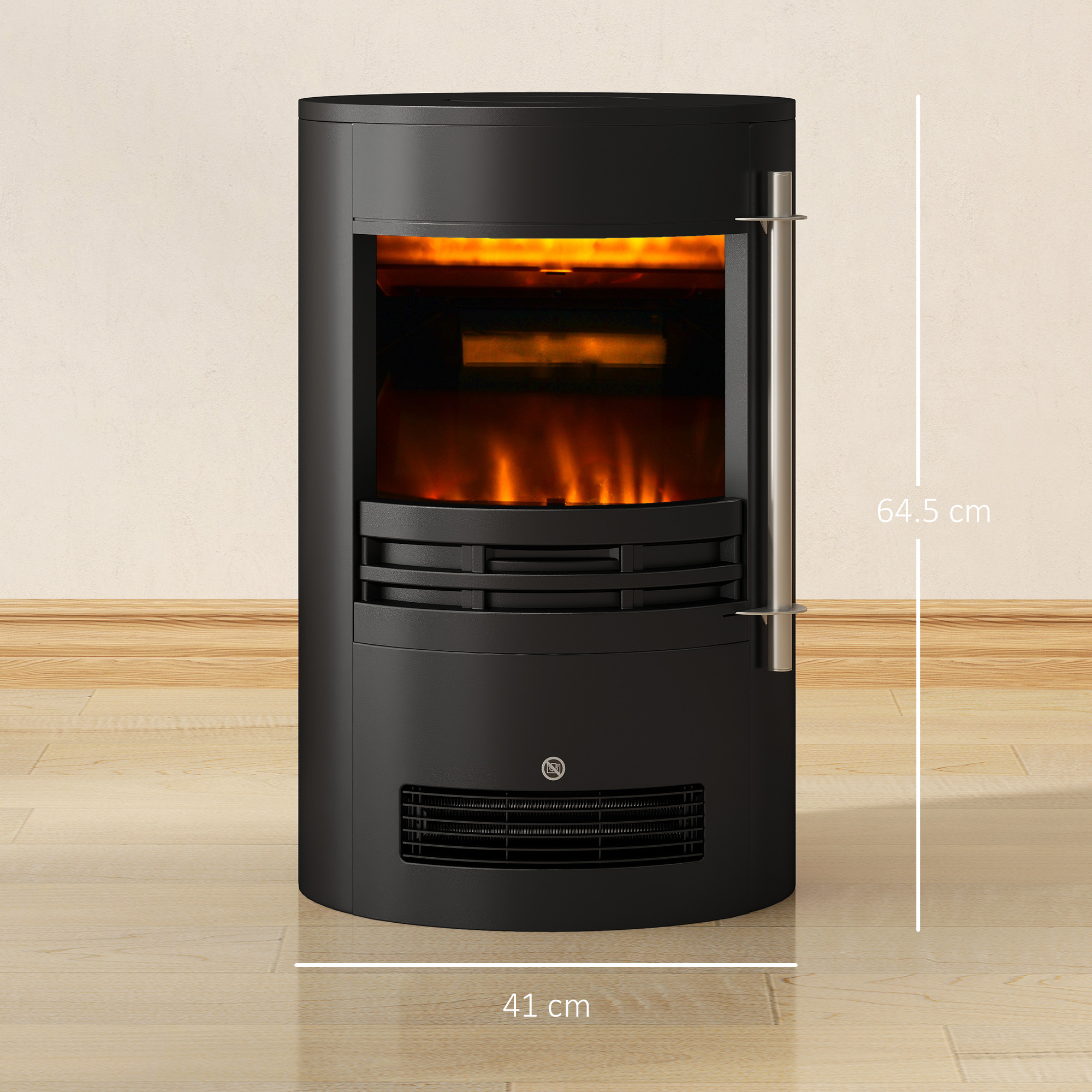 HOMCOM 1000W/2000W Freestanding Electric Fireplace, Indoor Heater Fire Stove with Log Burner Effect Flame, Thermostat Control 3