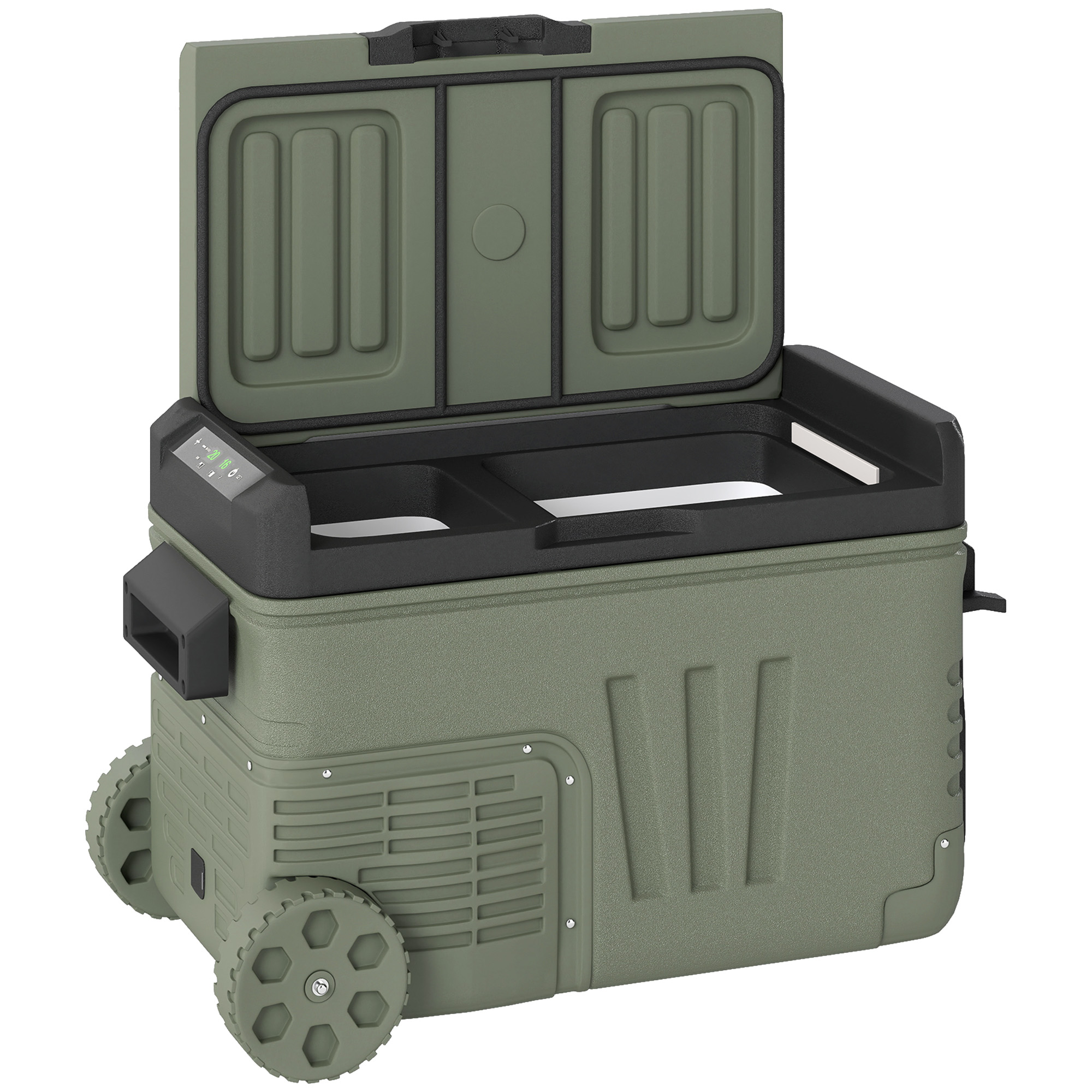 Outsunny 16L Portable Car Fridge, -20℃ to 10℃ Adjustable Temperature - Khaki/Grey