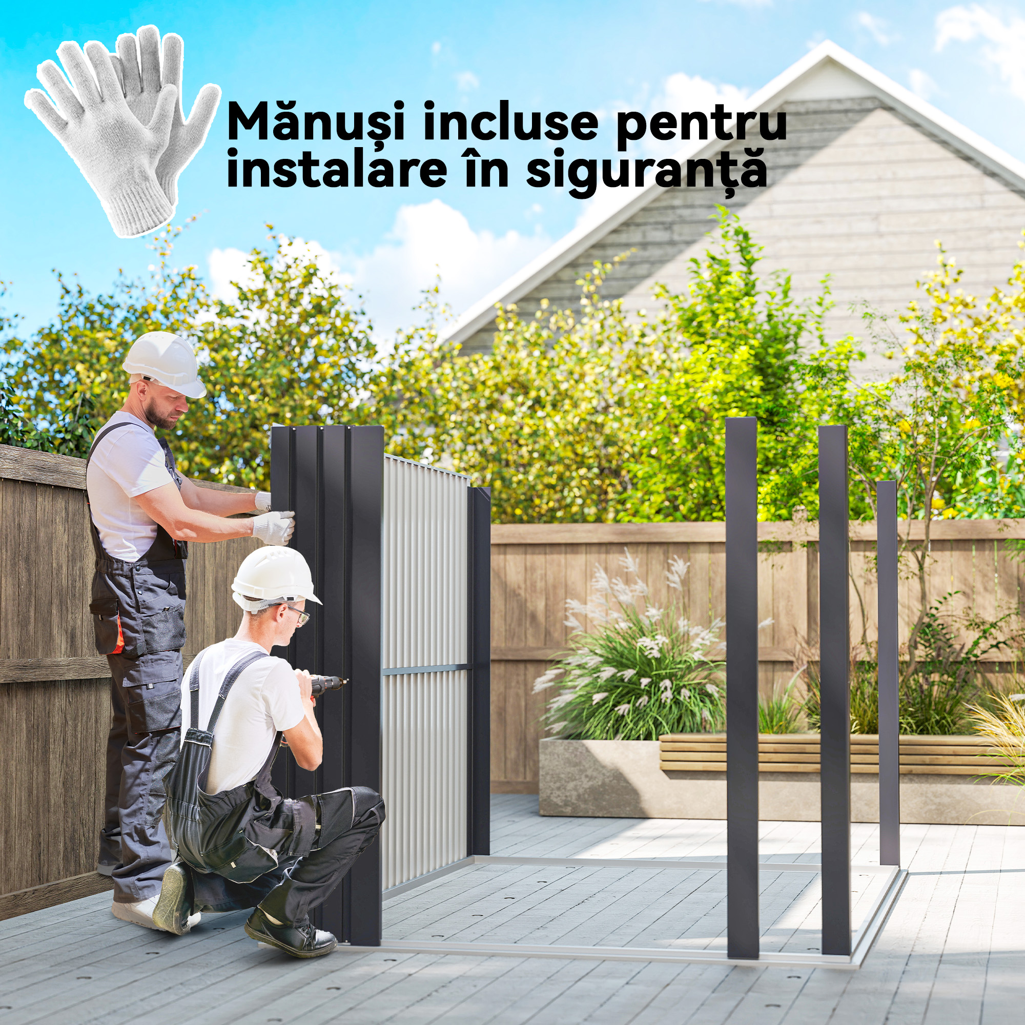  Casuta de Gradina cu Luminator Superior din Acril si Orificii de Drenaj, 200x258x201 cm, Gri inchis [7]