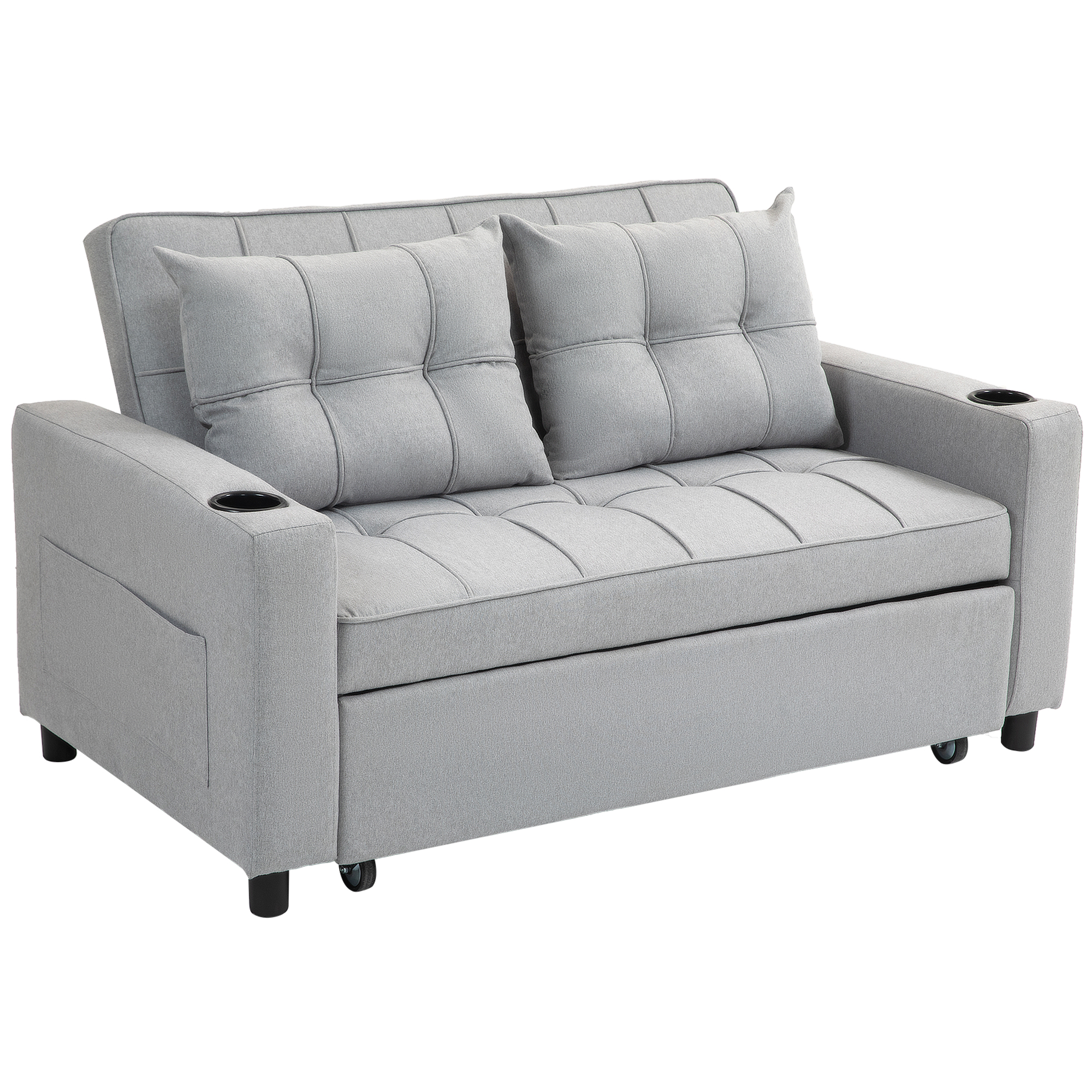 Product photograph of Homcom Two-seater Pull-out Sofa Bed - Light Grey from Aosom UK