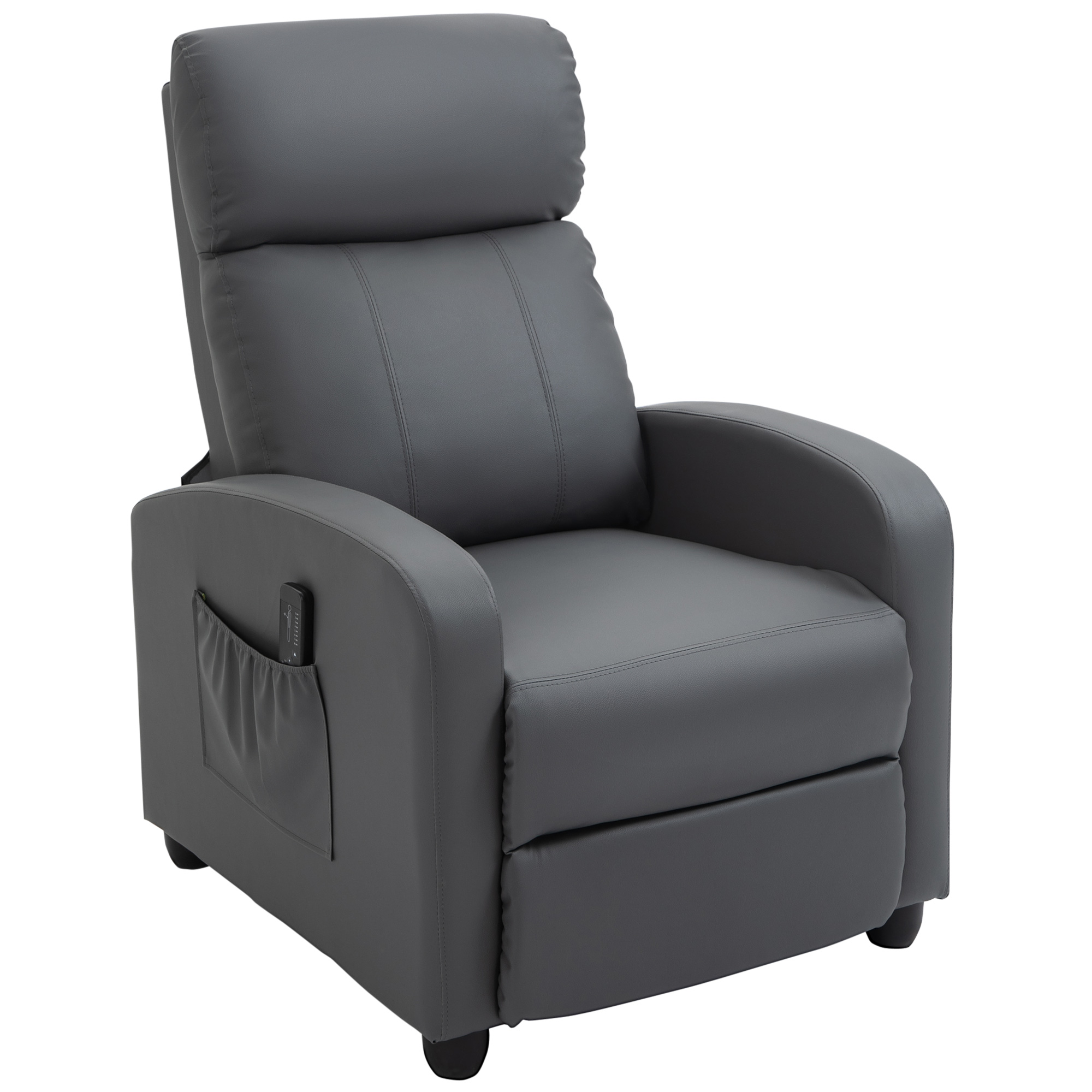 Product photograph of Homcom Reclining Massage Chair Faux Leather With Footrest Remote Control For Lounge Bedroom Cinema Grey from Aosom UK