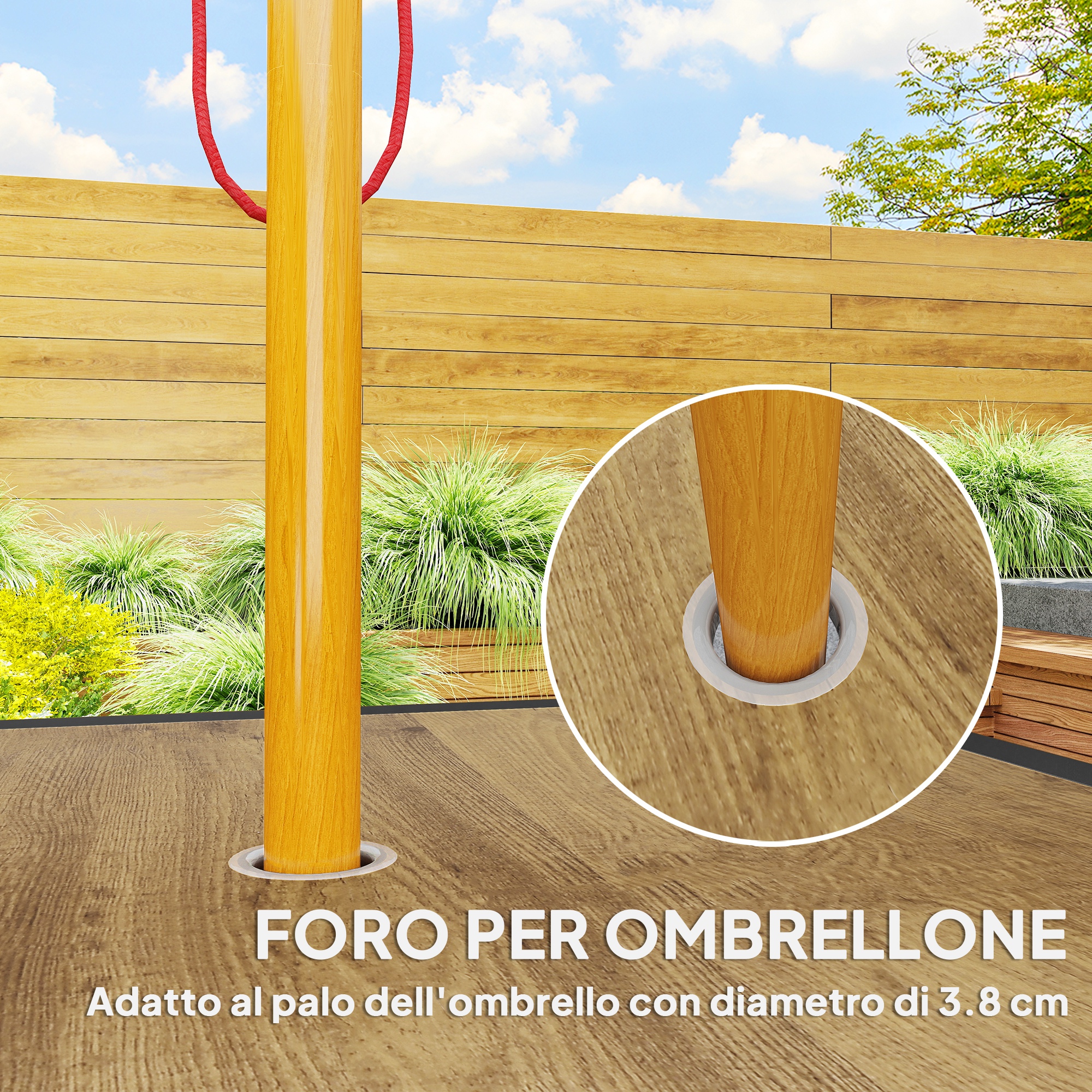 Tappo A Cuneo Per Ombrellone Da Tavolo | Ferma Ombrello Universale In Gomma | Base Stabile Per Fori Da 4,8 A 6,9 Cm | Accessorio Resistente Per Giardino E Terrazza