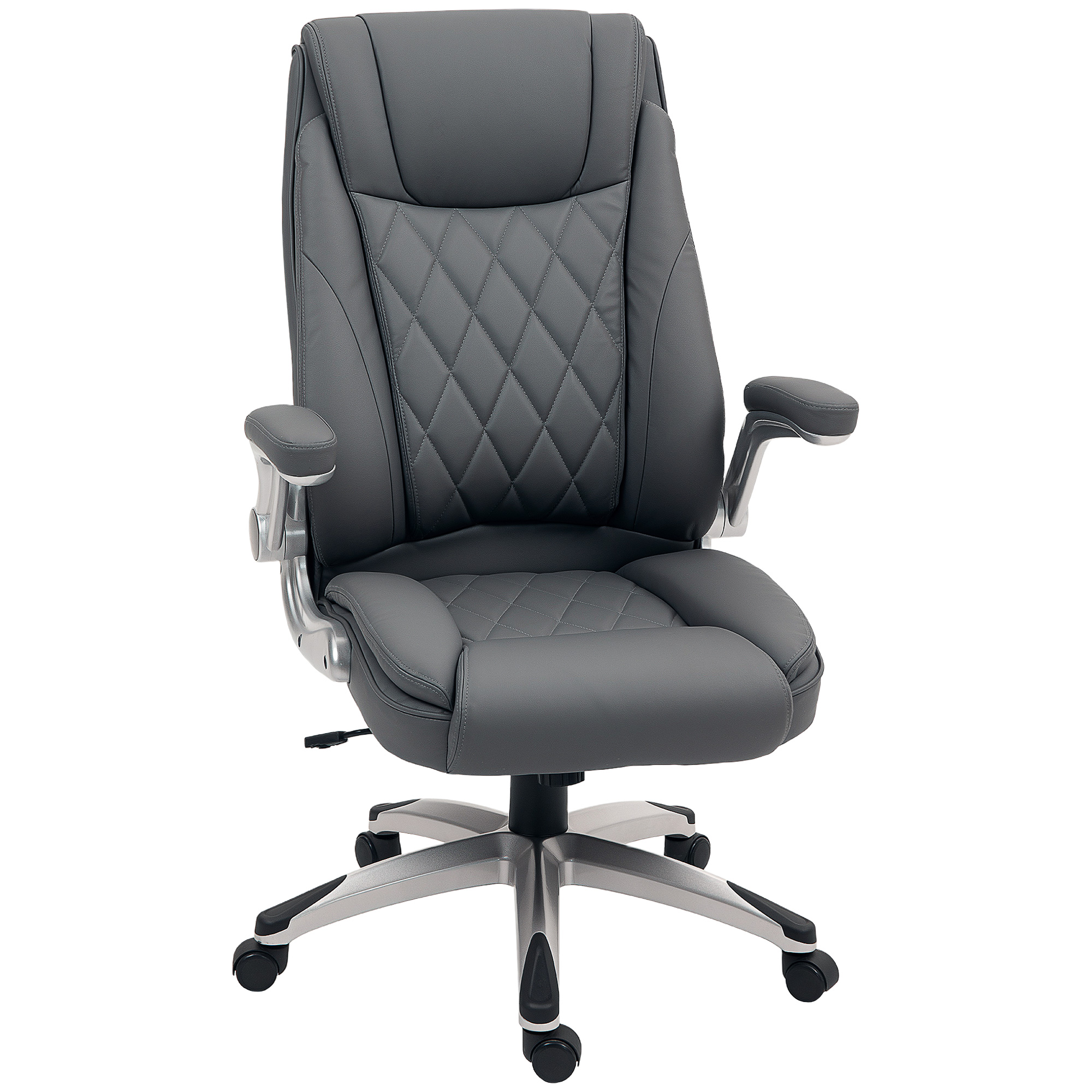 Product photograph of Vinsetto Faux Leather Executive Swivel Office Chair - Dark Grey from Aosom UK