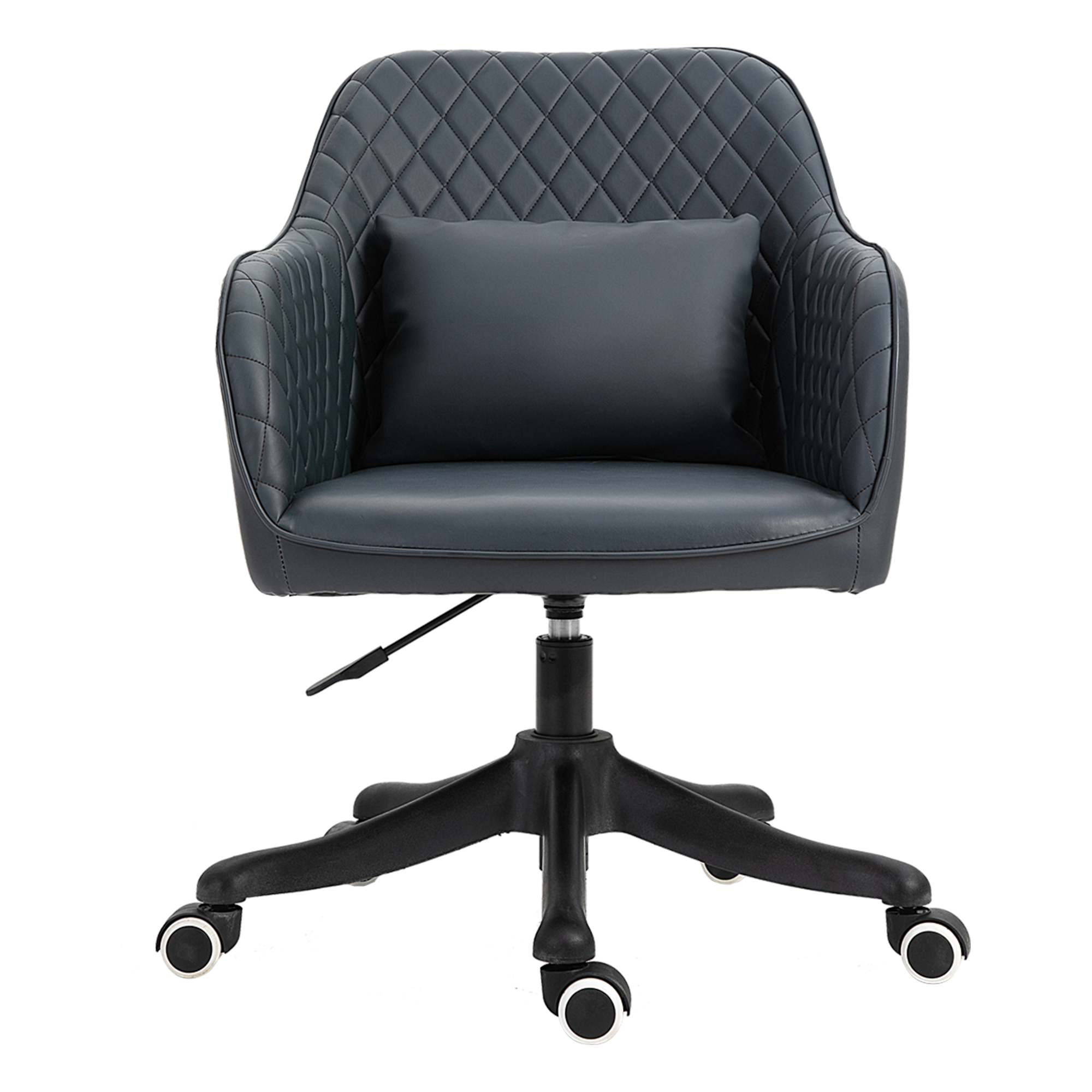 Vinsetto Velvet Office Chair, Desk Chair, Makeup Vanity Chair with Massage Lumbar Pillow and Rolling Wheels for Bedroom and Home, Deep Blue