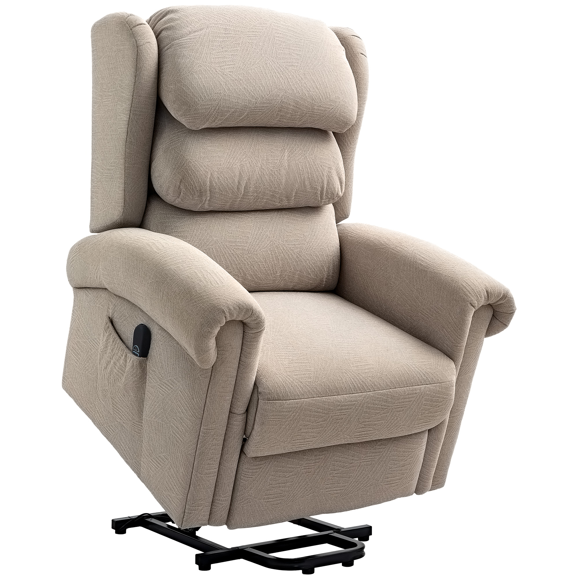 Product photograph of Homcom Power Lift Recliner Chair For Elderly Velvet Electric Riser And Recliner Armchair For Living Room With Remote Control 2 Side Pockets Thick Padded Back Khaki from Aosom UK