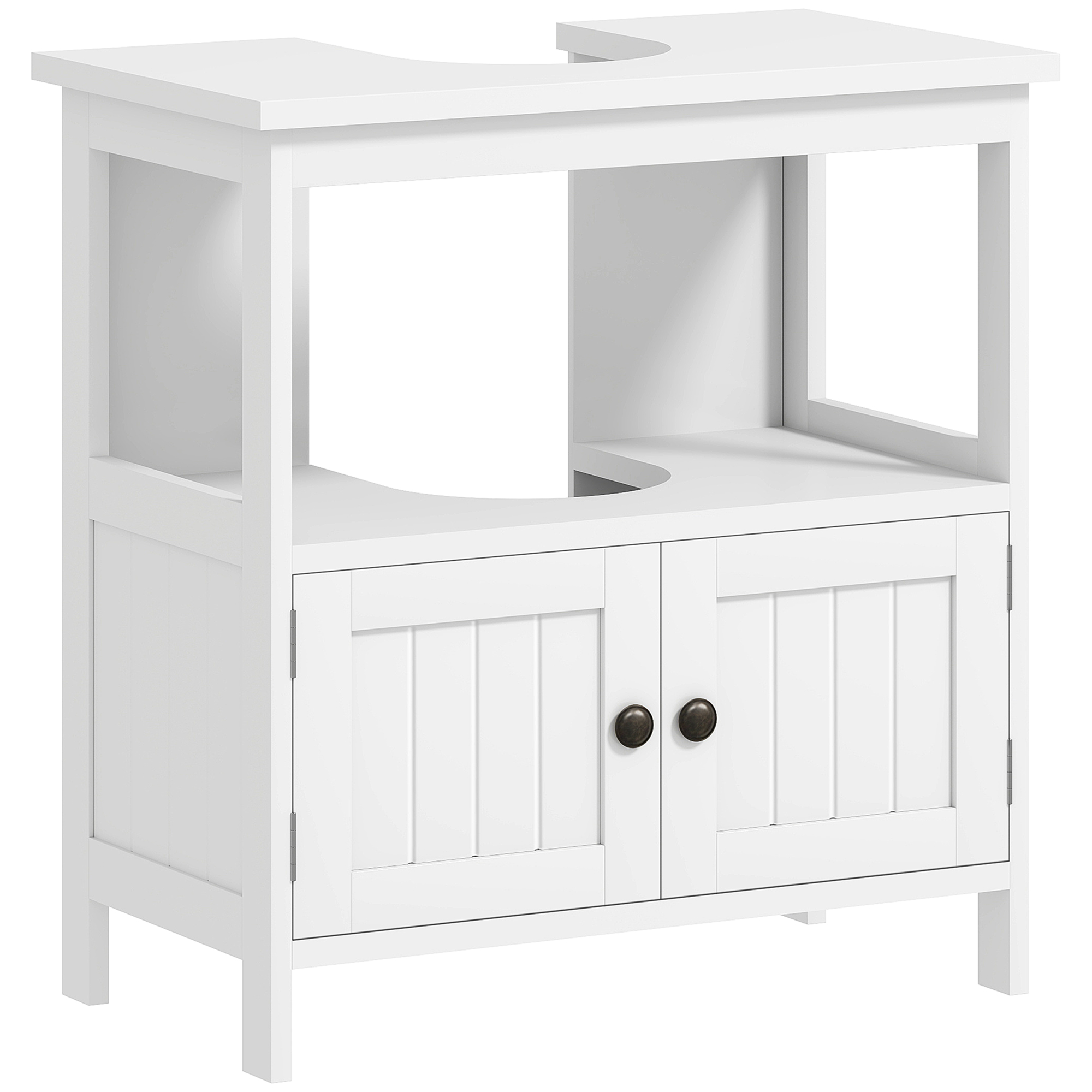 kleankin Mueble para Debajo del Lavabo con 2 Puertas y Estante Abierto Mueble para Lavabo con Pie 60x30x60 cm Blanco   Aosom España