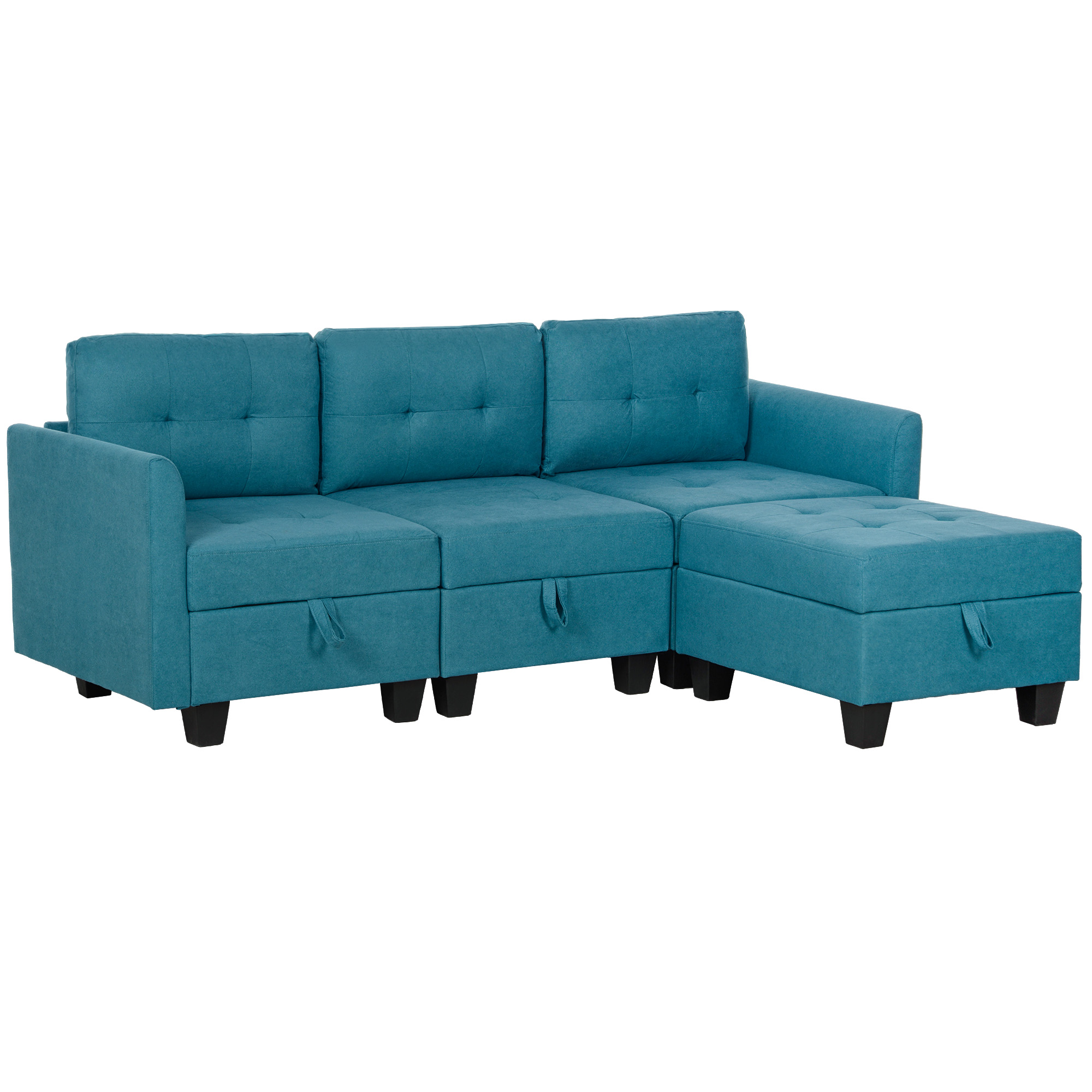 Product photograph of Homcom L Shape Modular Sofa With Storage - Light Blue from Aosom UK