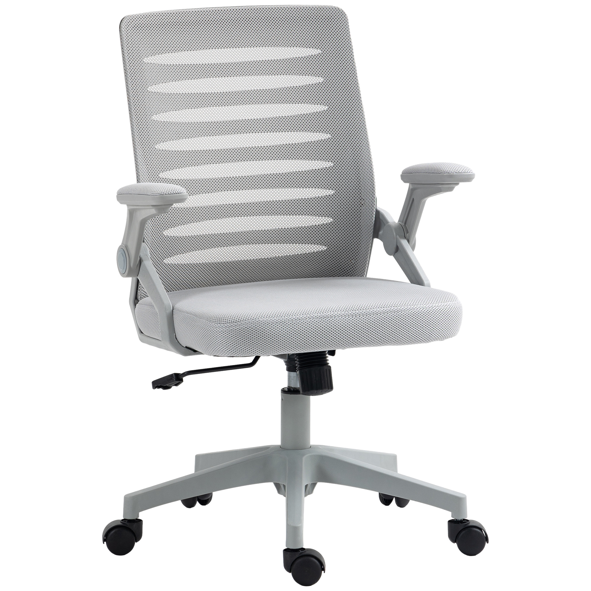 Product photograph of Vinsetto Mesh Office Chair With Flip-up Armrests Adjustable Height Swivelling And Tilting Seat Ergonomic Desk Chair Grey Aosom Uk from Aosom UK