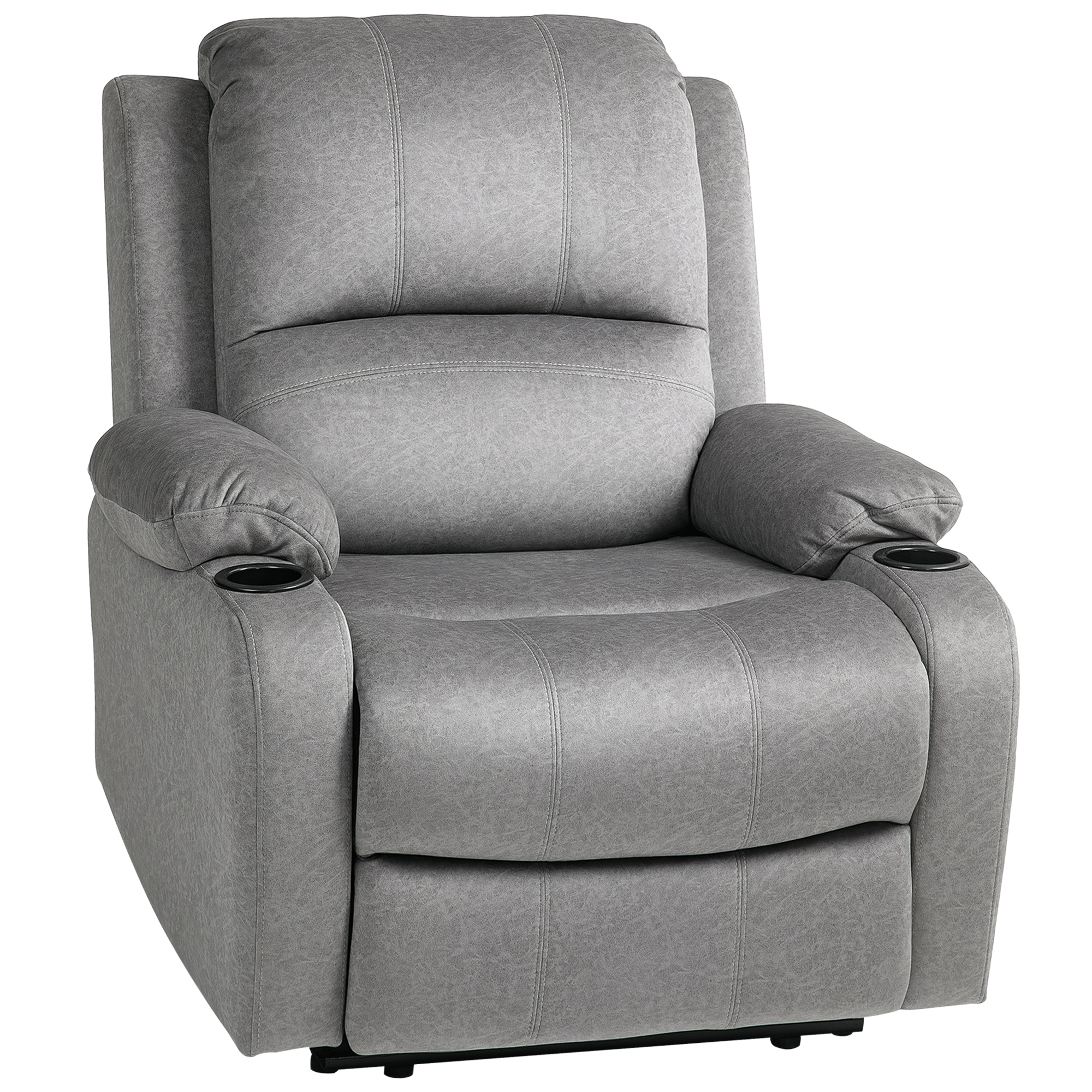 Product photograph of Homcom Microfibre Manual Reclining Armchair With Footrest - Grey from Aosom UK
