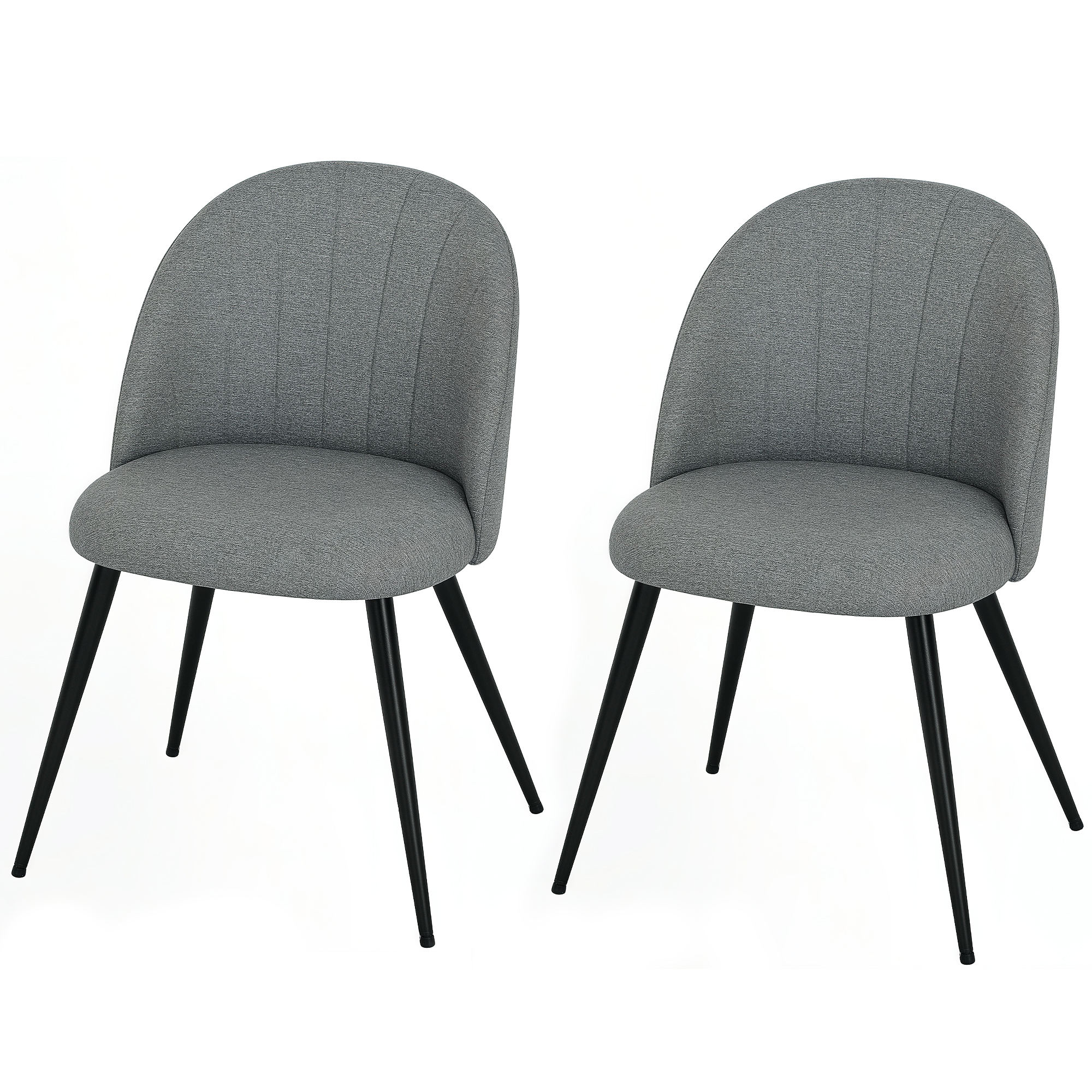 HOMCOM Dining Chairs Set of 2, Modern Upholstered Kitchen Chairs with Metal Legs, Shell Backrest and Padded Seat for Dining Room, Bedroom, Living Room, Vanity, Grey
